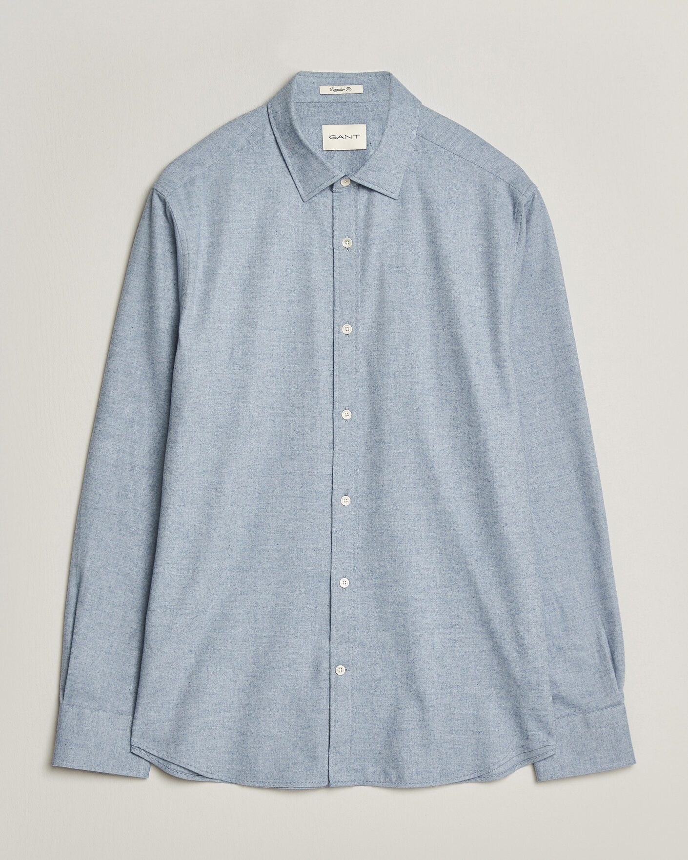 Heren | Overhemden | Gant | Regular Fit Flannel Shirt Light Blue Melange