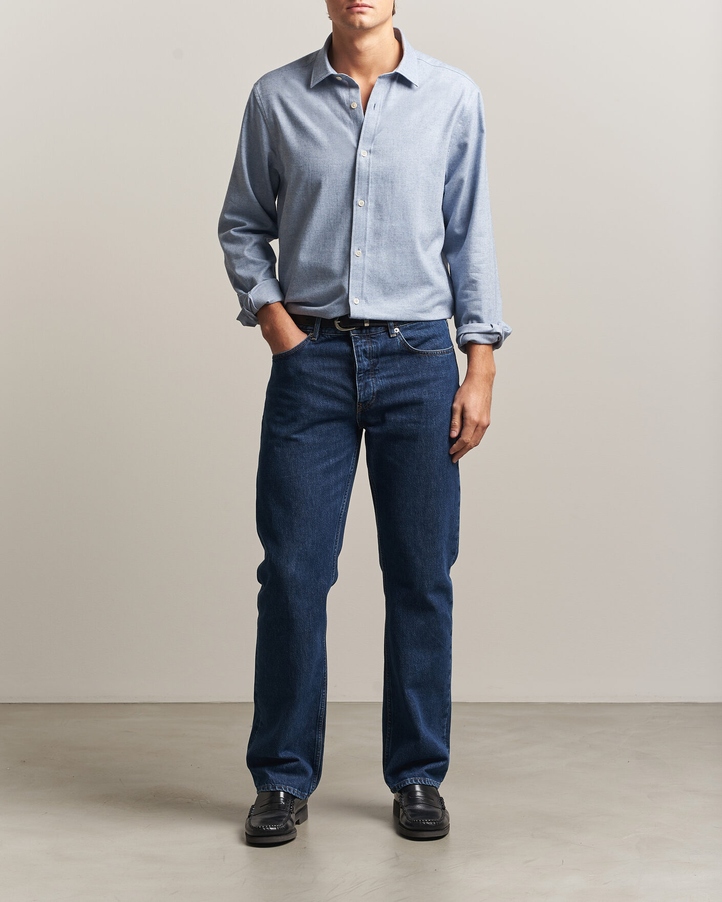 Heren | Overhemden | Gant | Regular Fit Flannel Shirt Light Blue Melange
