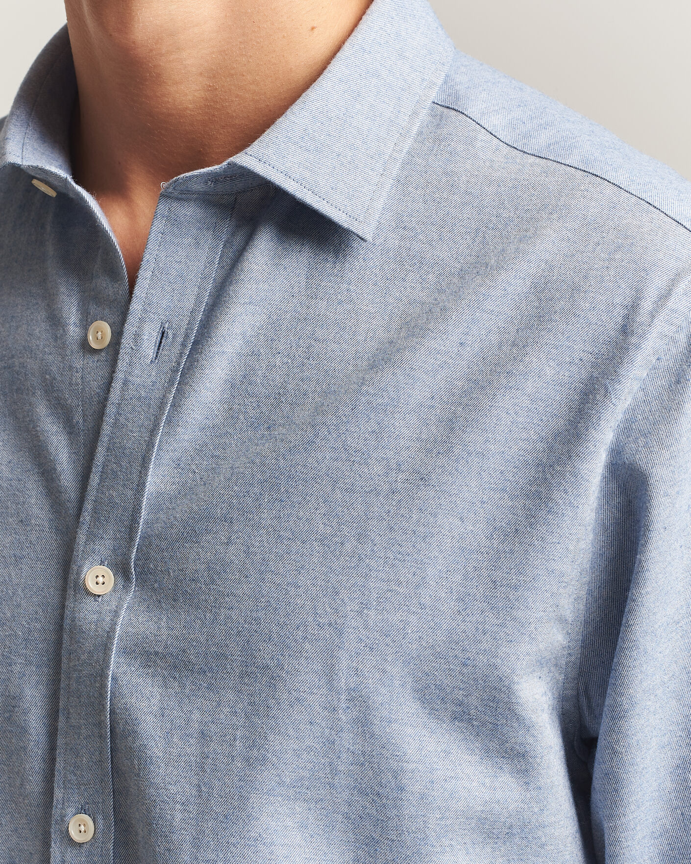 Heren | Overhemden | Gant | Regular Fit Flannel Shirt Light Blue Melange