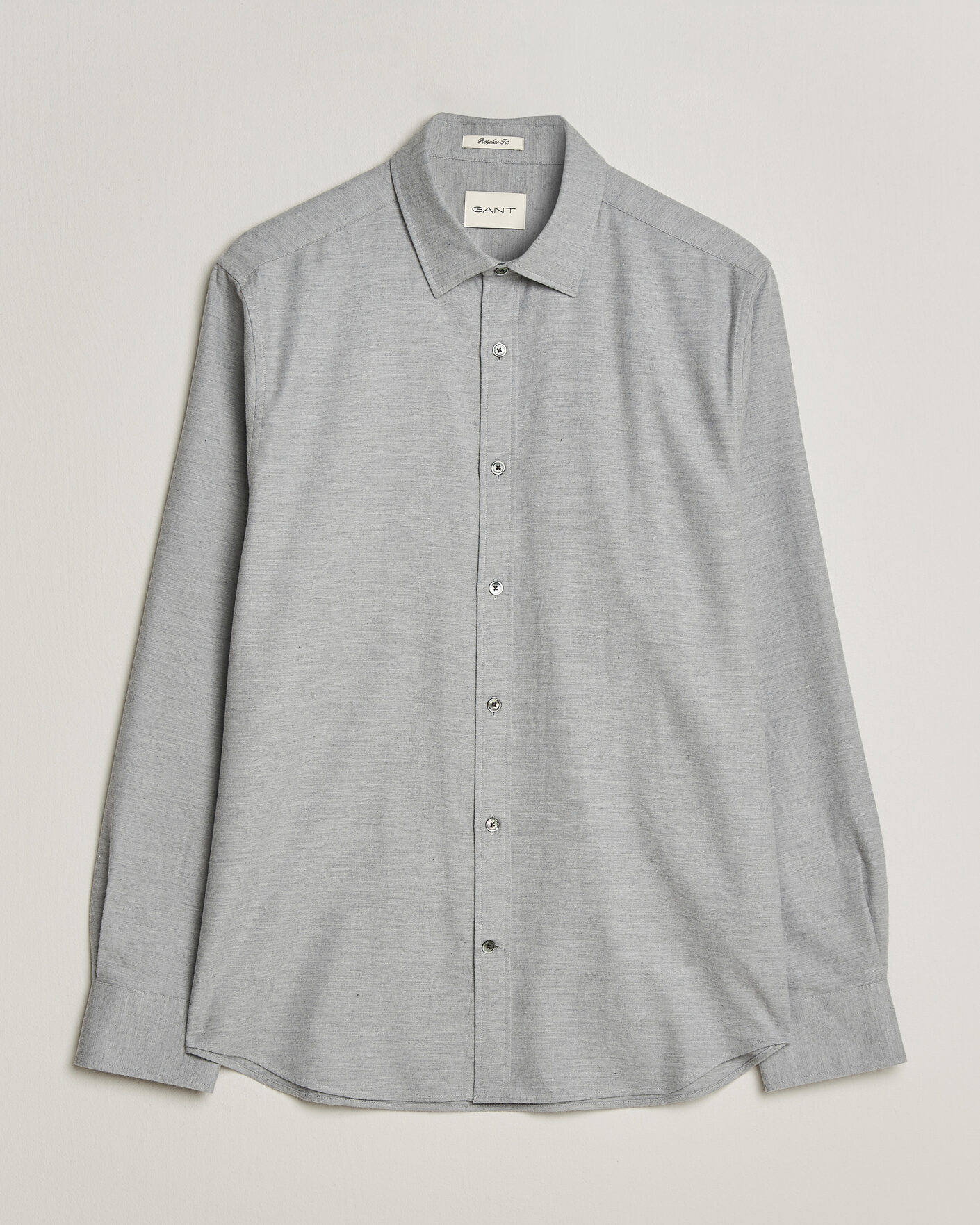 Heren | Overhemden | Gant | Regular Fit Flannel Shirt Grey Melange