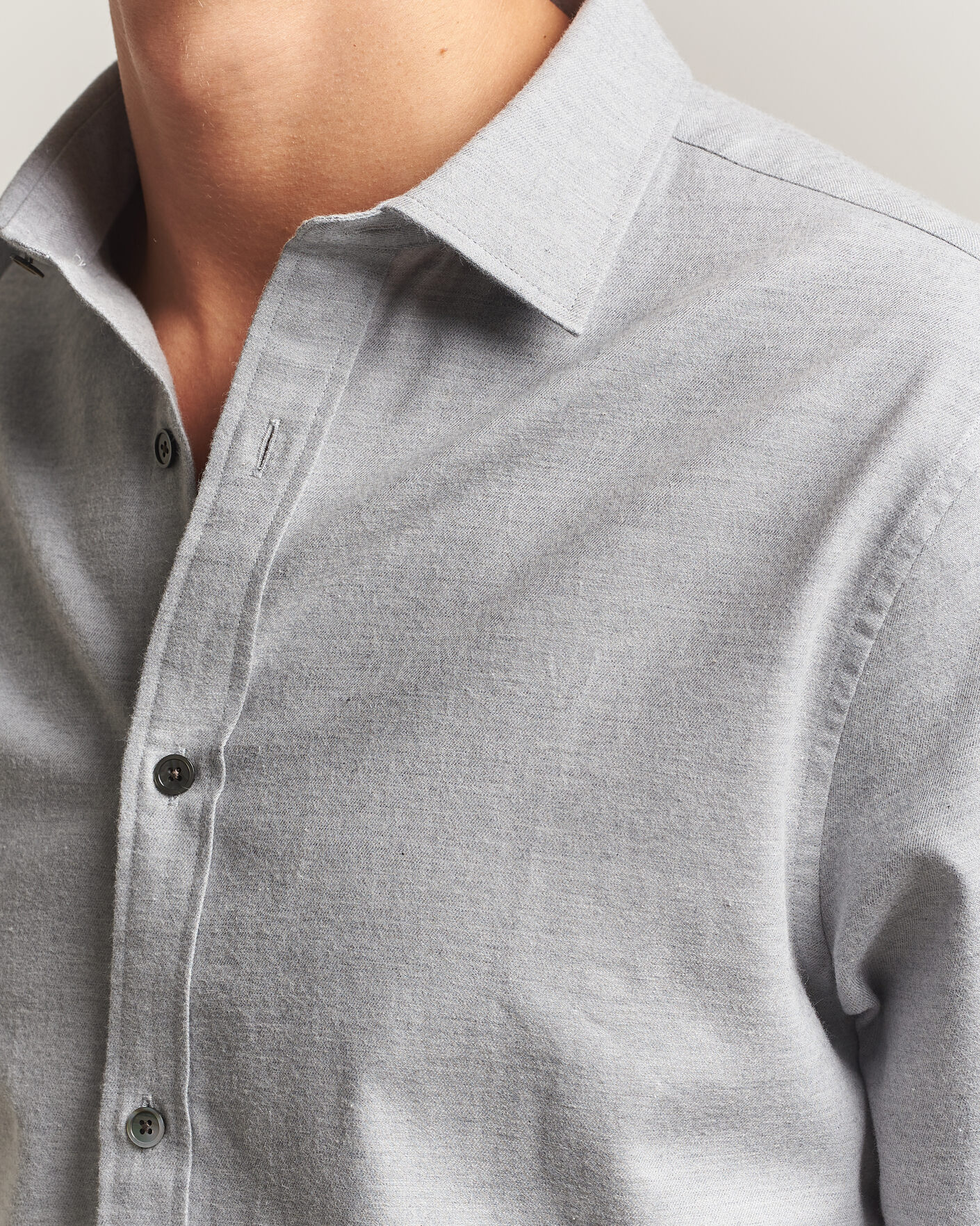 Heren | Overhemden | Gant | Regular Fit Flannel Shirt Grey Melange