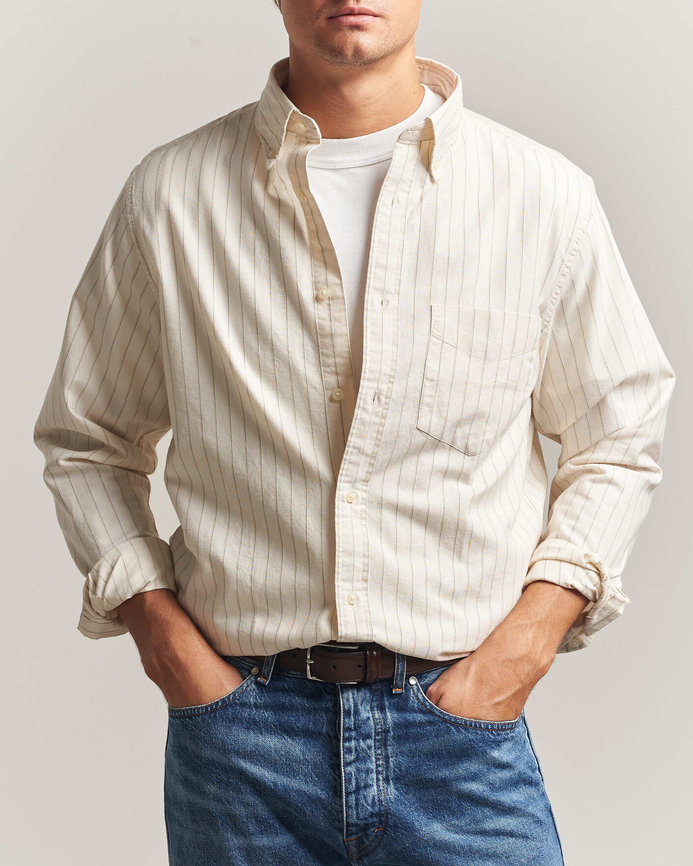 Heren | Overhemden | Gant | Regular Fit Archive Oxford Striped Shirt Cream
