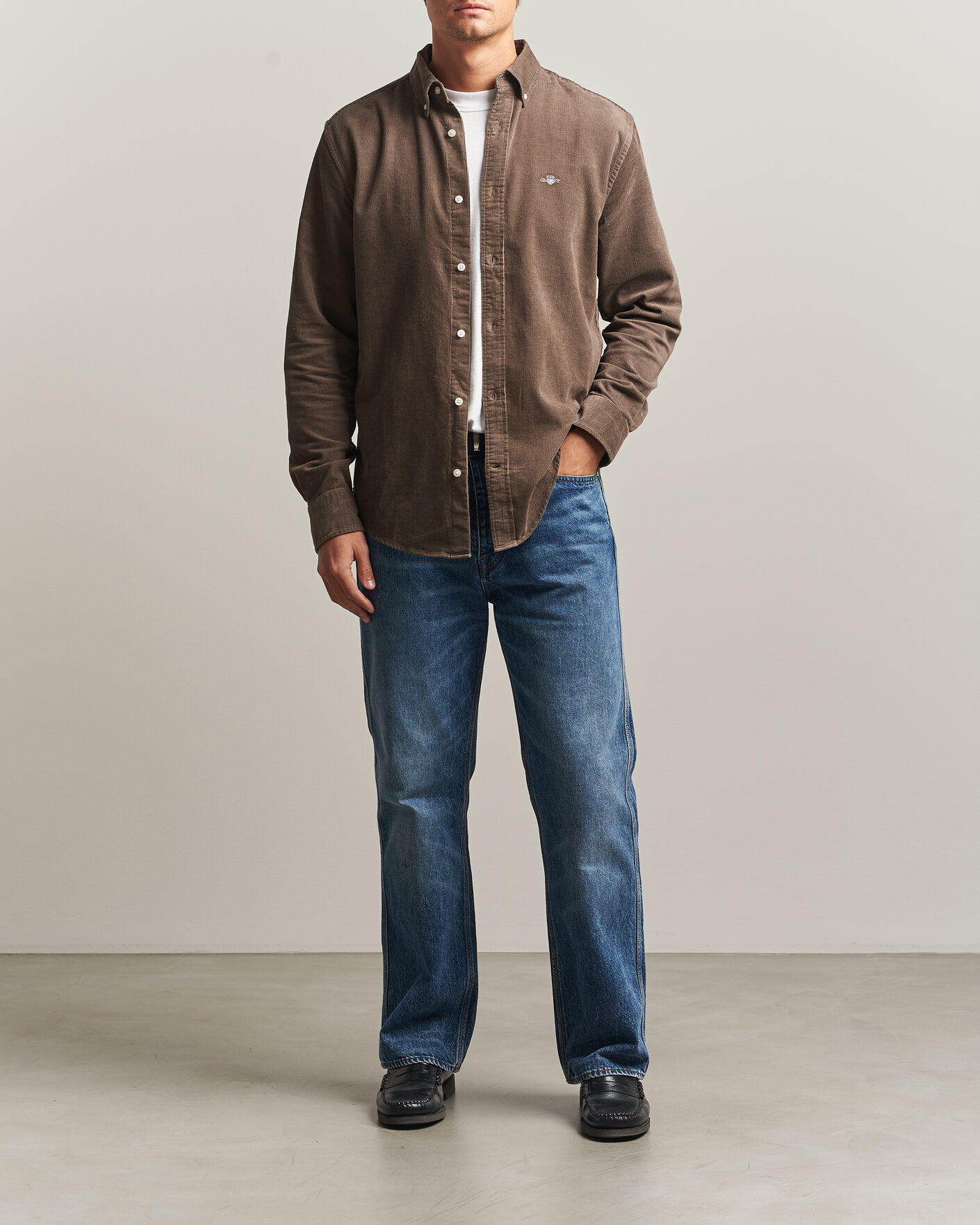 Heren | Overhemden | Gant | Regular Fit Corduroy Shirt Faded Taupe