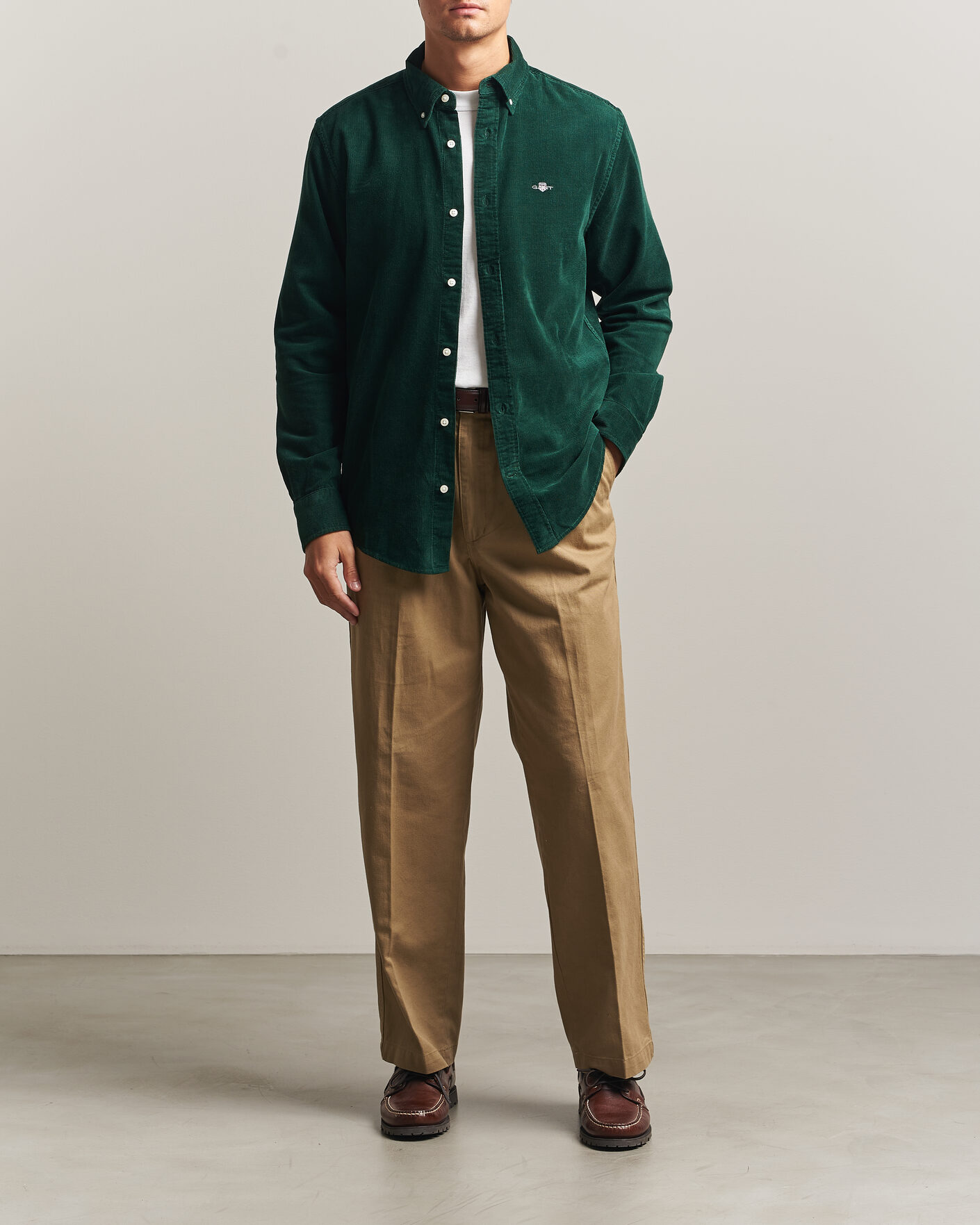 Heren | Overhemden | Gant | Regular Fit Corduroy Shirt Tartan Green