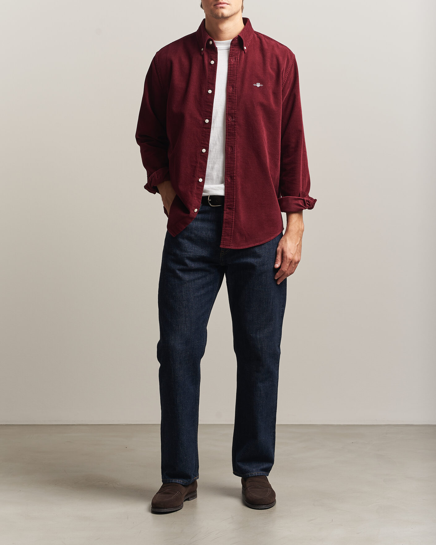 Heren | Overhemden | Gant | Regular Fit Corduroy Shirt Deep Grape Wine