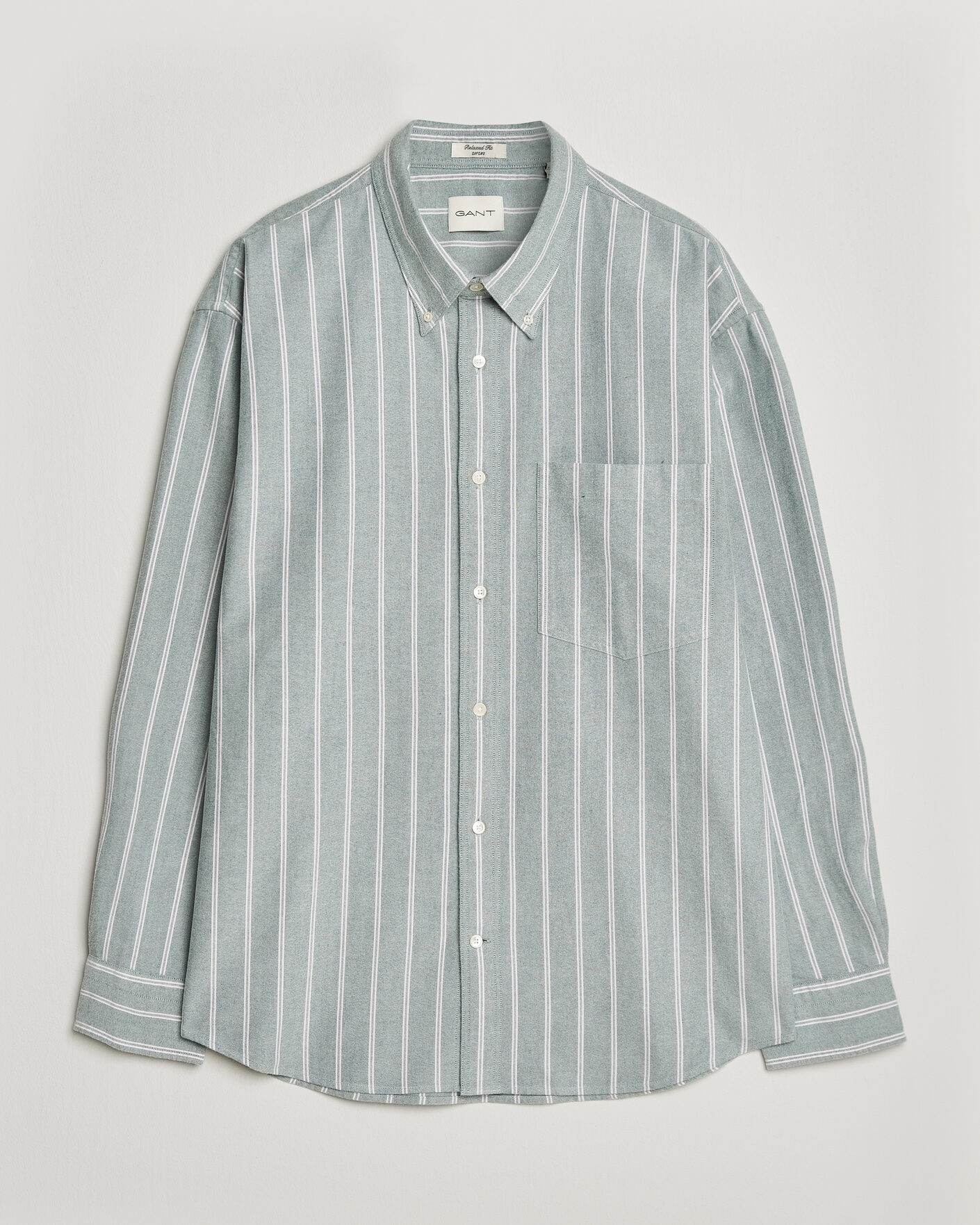 Heren | Overhemden | Gant | Relaxed Fit Brushed Oxford Striped Shirt Dark Emerald