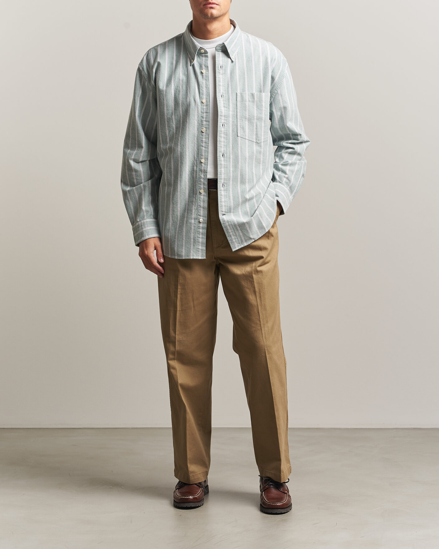 Heren | Overhemden | Gant | Relaxed Fit Brushed Oxford Striped Shirt Dark Emerald