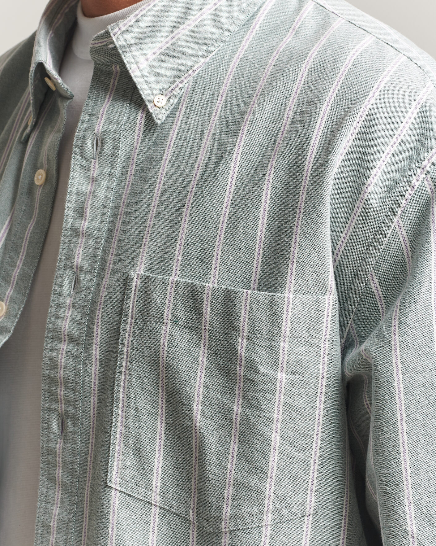 Heren | Overhemden | Gant | Relaxed Fit Brushed Oxford Striped Shirt Dark Emerald