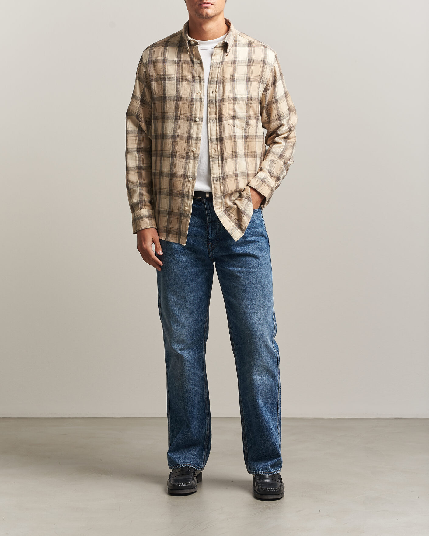 Heren | Overhemden | Gant | Regular Fit Windblown Flannel Checked Shirt Dry Sand