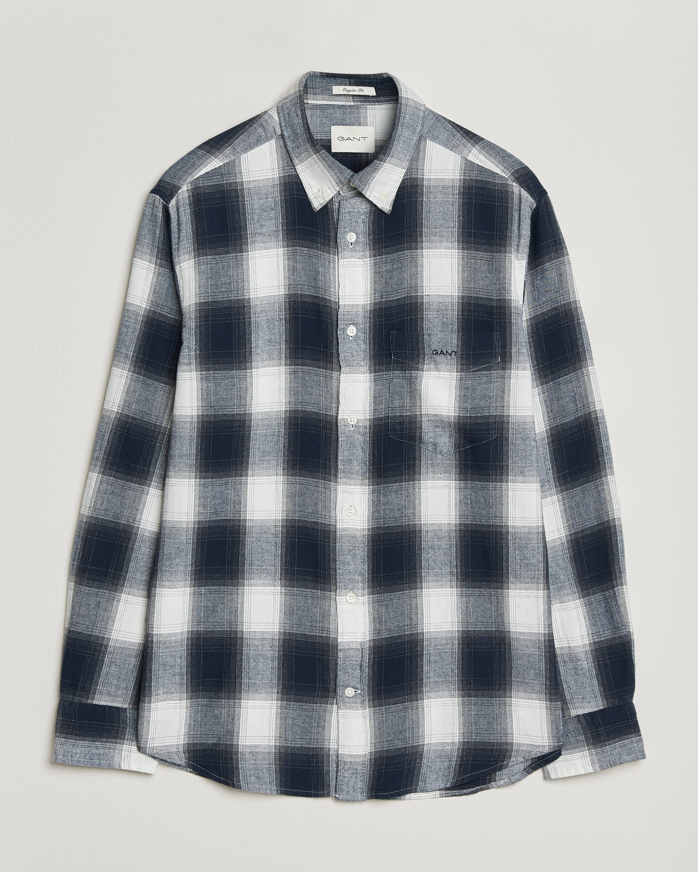 Heren | Overhemden | Gant | Regular Fit Windblown Flannel Checked Shirt Evening Blue