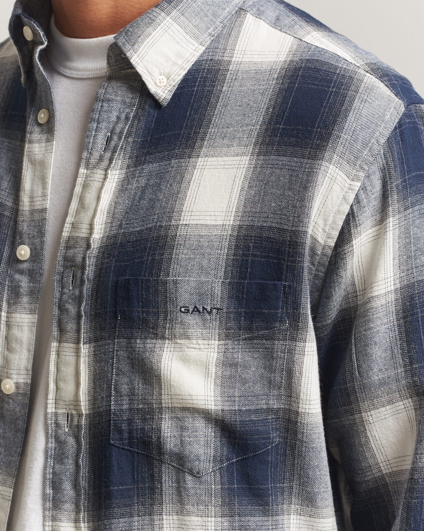 Heren | Overhemden | Gant | Regular Fit Windblown Flannel Checked Shirt Evening Blue