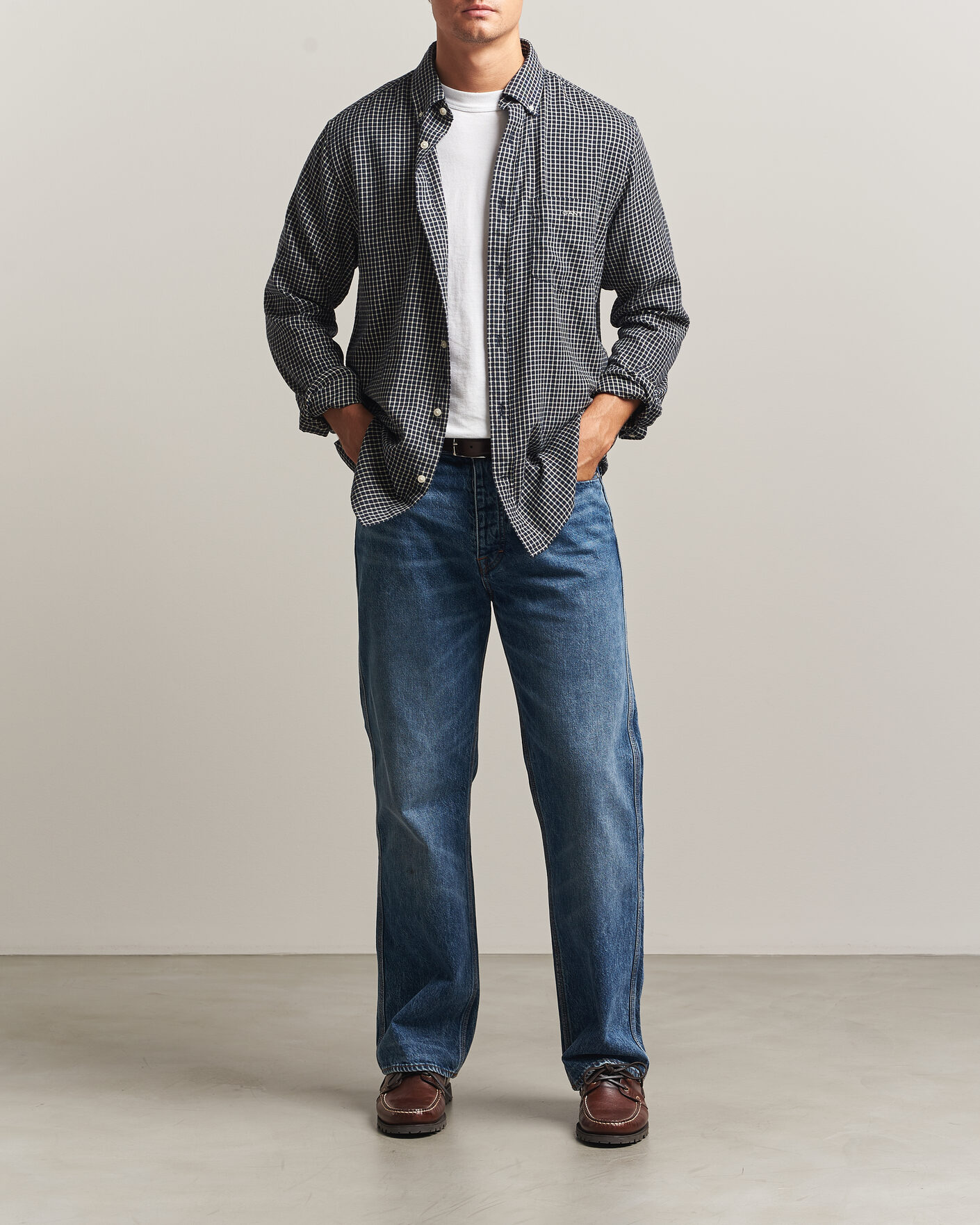 Heren | Overhemden | Gant | Regular Fit Windblown Flannel Checked Shirt Evening Blue