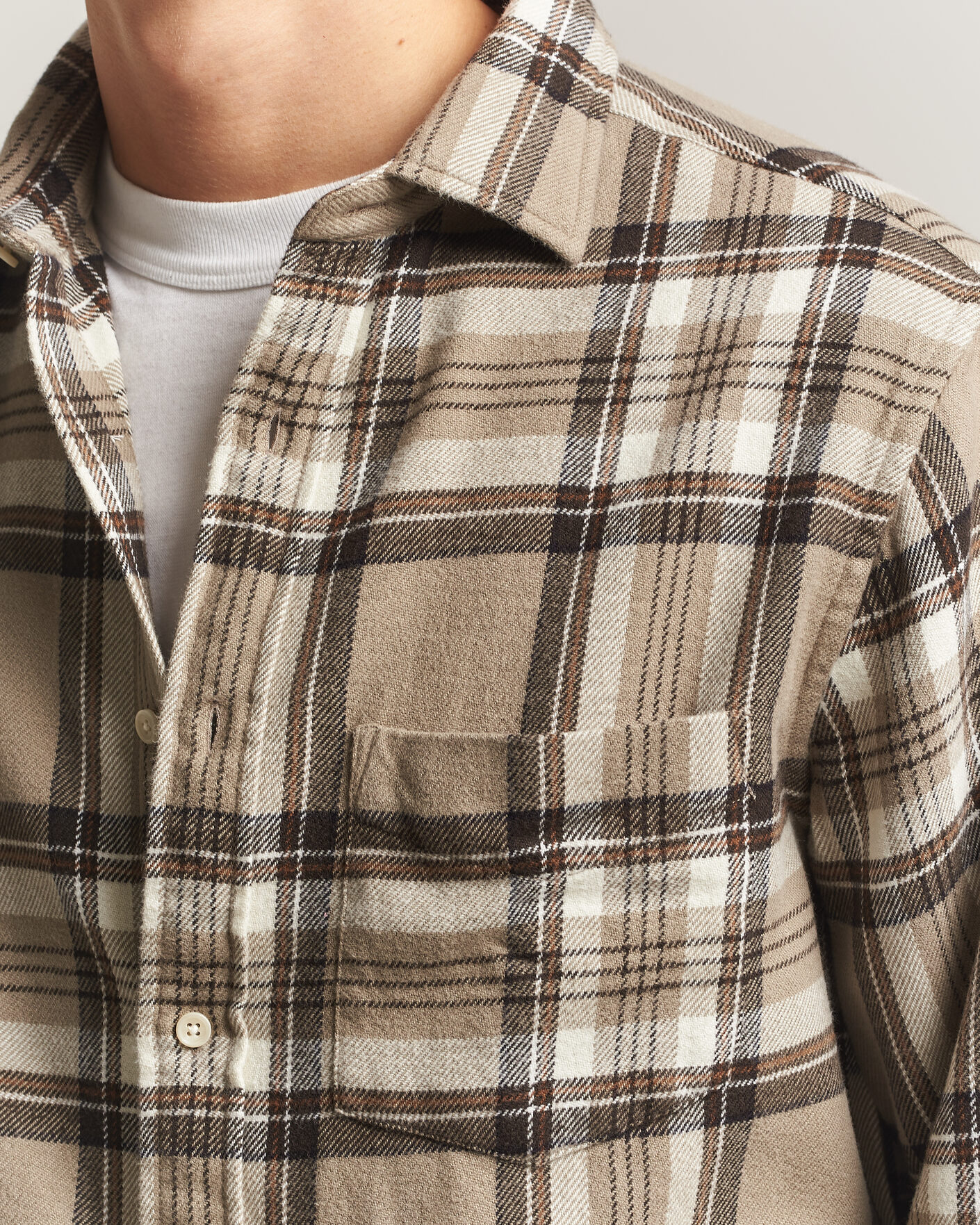Heren | Overhemden | Gant | Regular Fit Flannel Checked Overshirt Mist Taupe