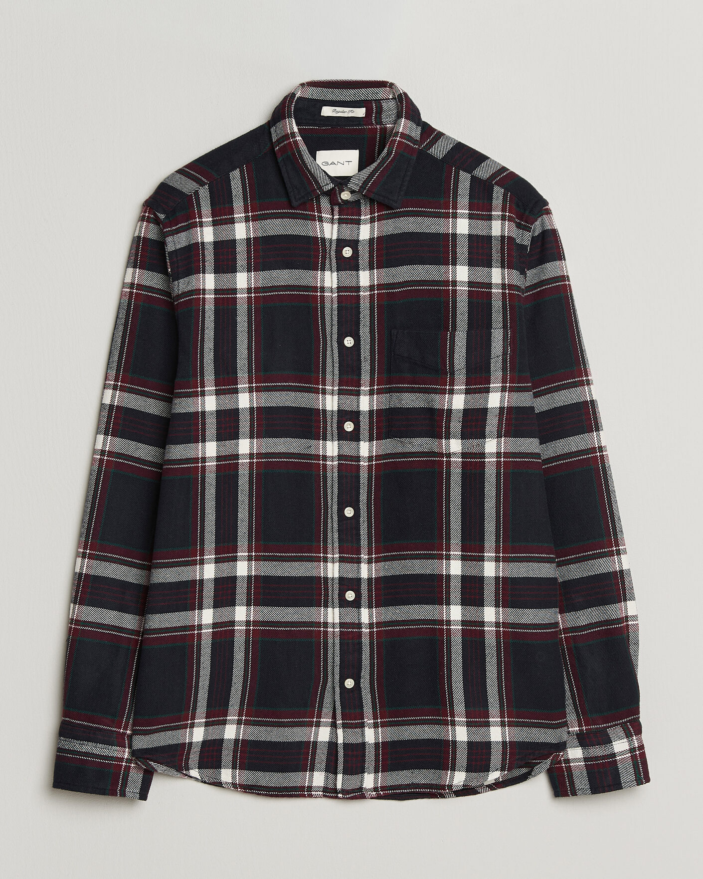 Heren | Overhemden | Gant | Regular Fit Flannel Checked Overshirt Evening Blue