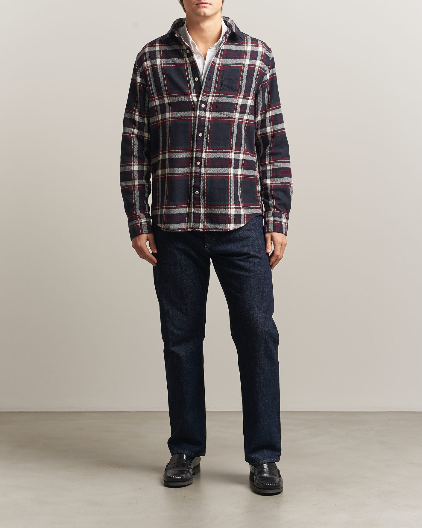 Heren | Overhemden | Gant | Regular Fit Flannel Checked Overshirt Evening Blue
