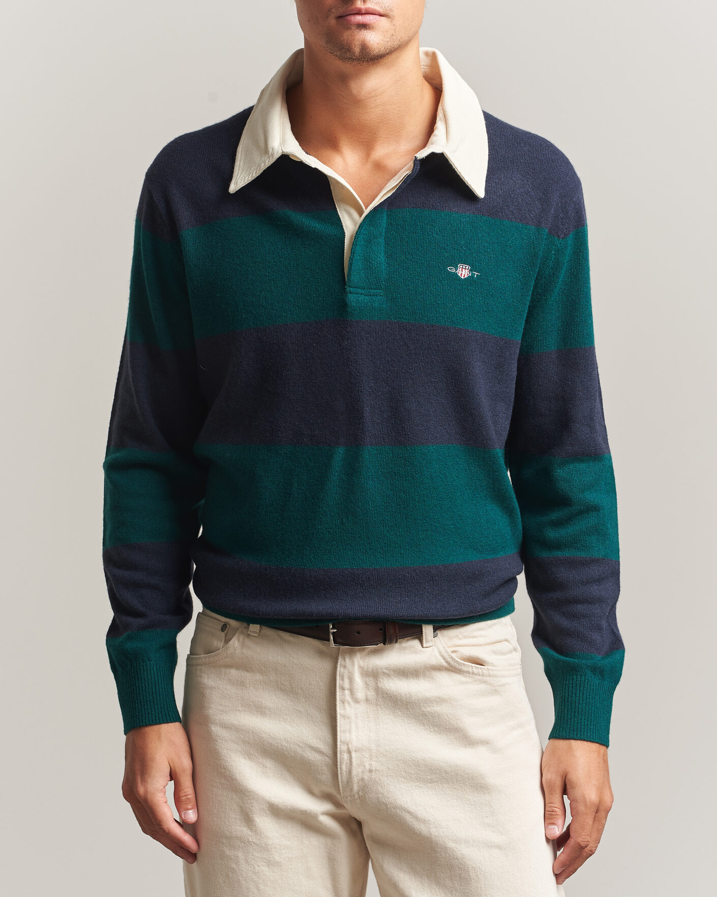 Heren | Truien | Gant | Lambswool Barstriped Rugger Dark Emerald