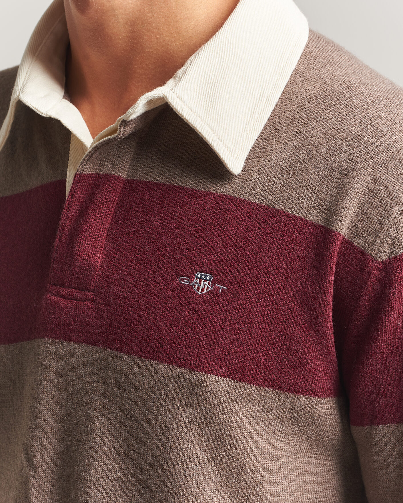 Heren | Truien | Gant | Lambswool Barstriped Rugger Deep Grape Wine