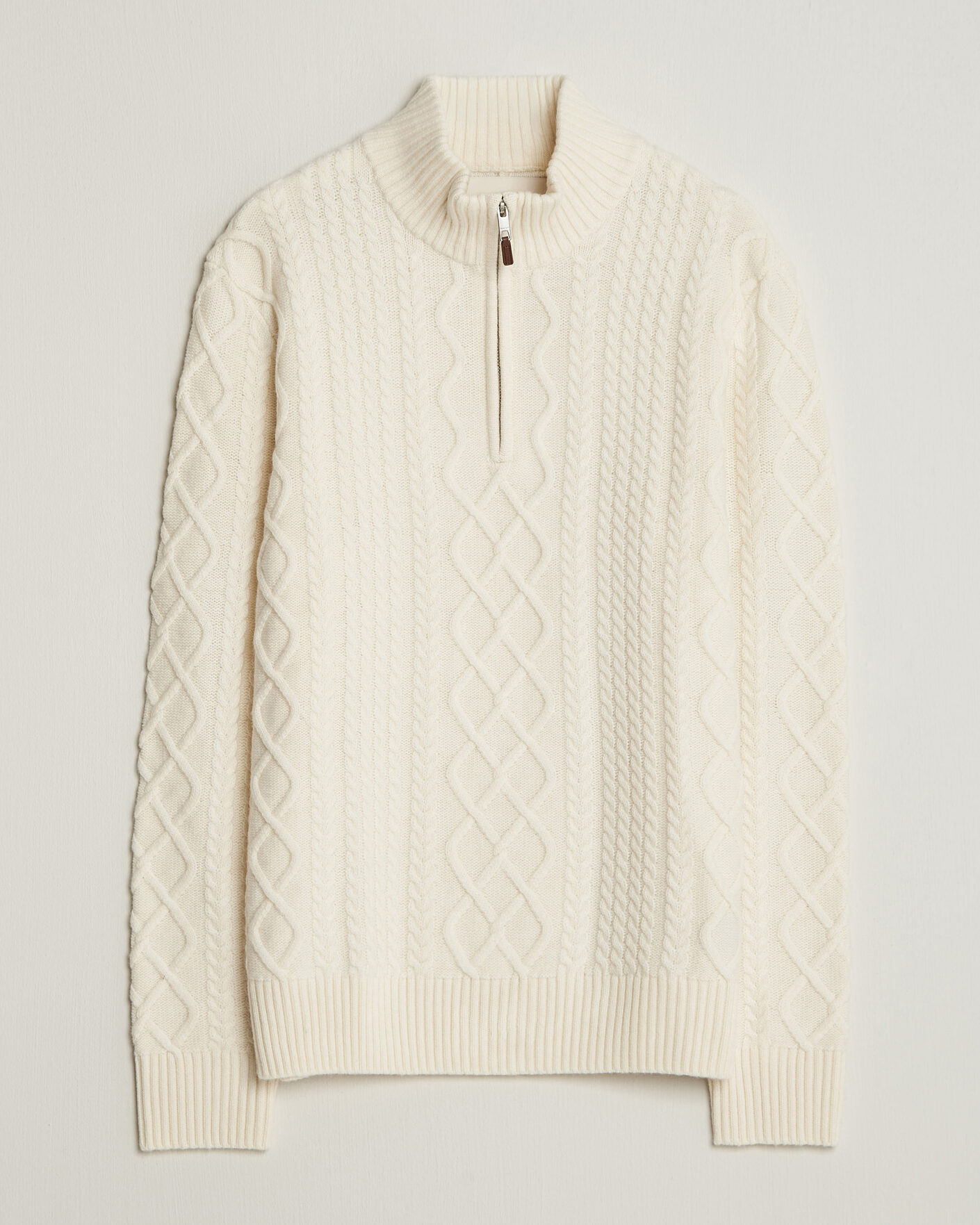Heren | Truien | Gant | Wool Cable Knitted Half Zip Cream
