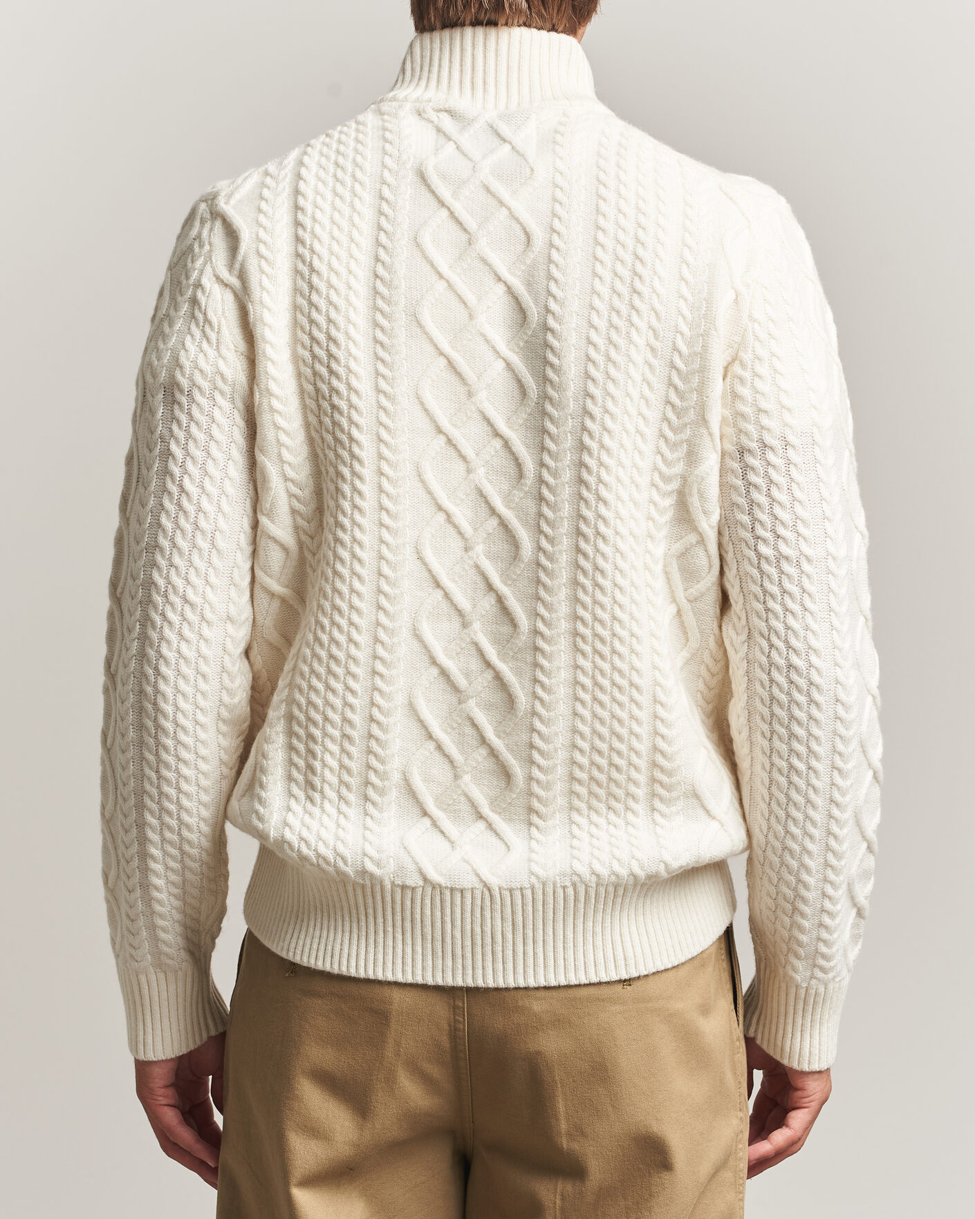 Heren | Truien | Gant | Wool Cable Knitted Half Zip Cream