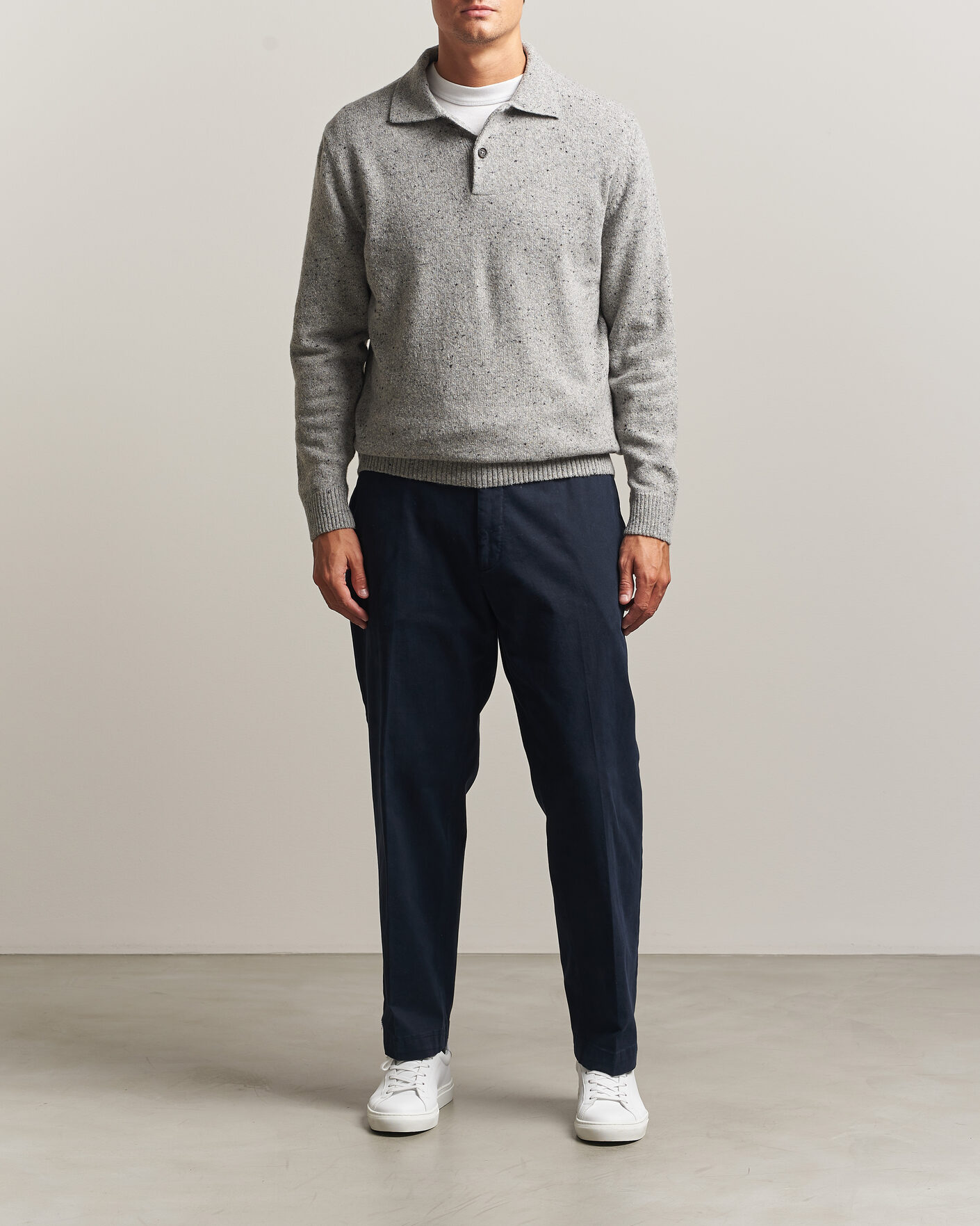 Heren | Truien | Gant | Neps Wool Polo Grey Melange