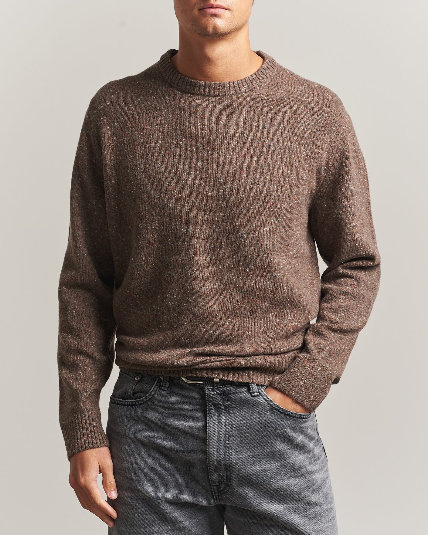 Heren | Truien | Gant | Neps Wool Crew Neck Sweater Faded Taupe