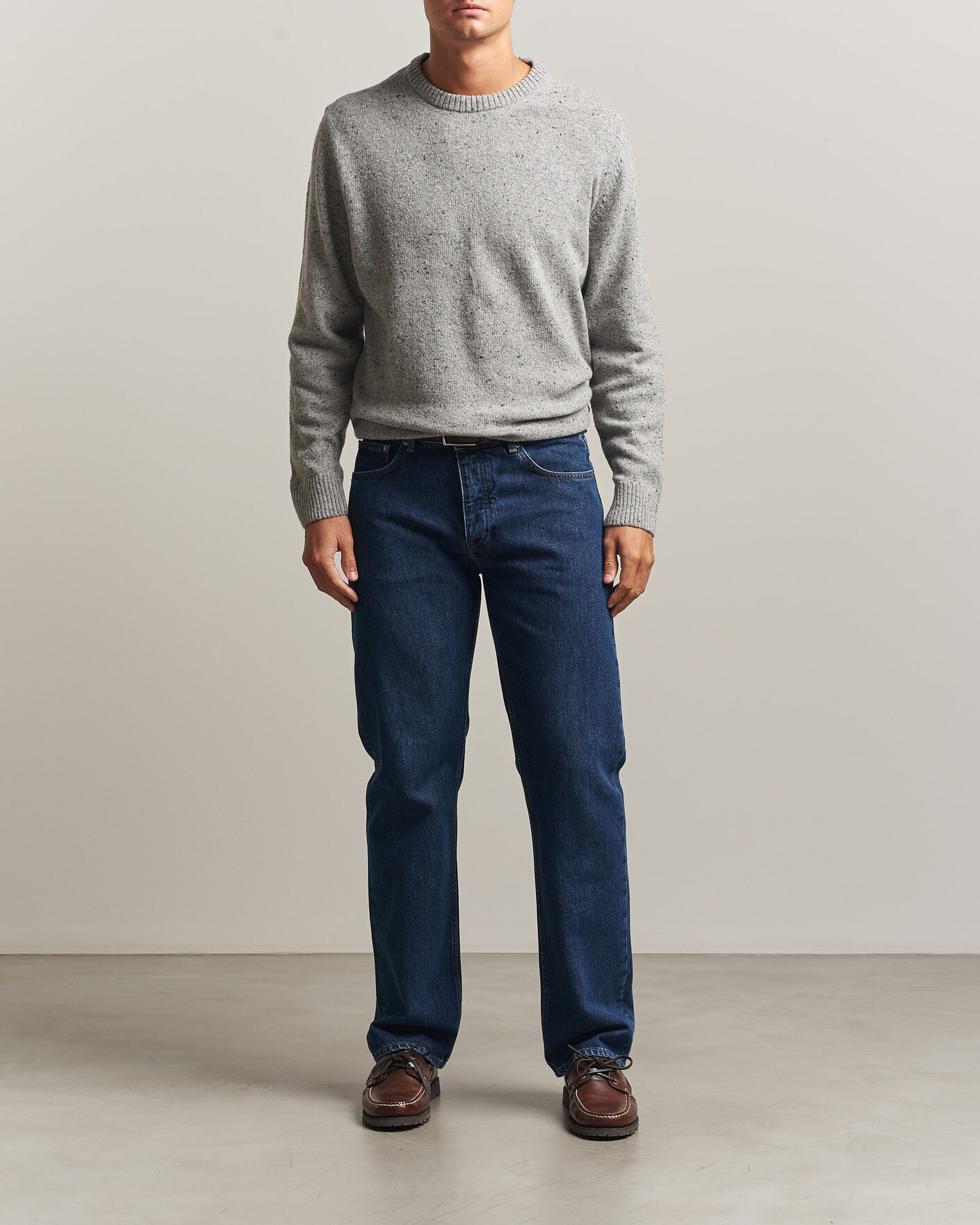 Heren | Truien | Gant | Neps Wool Crew Neck Sweater Grey Melange