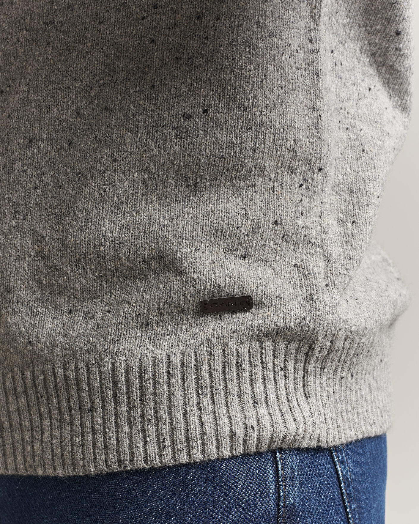 Heren | Truien | Gant | Neps Wool Crew Neck Sweater Grey Melange