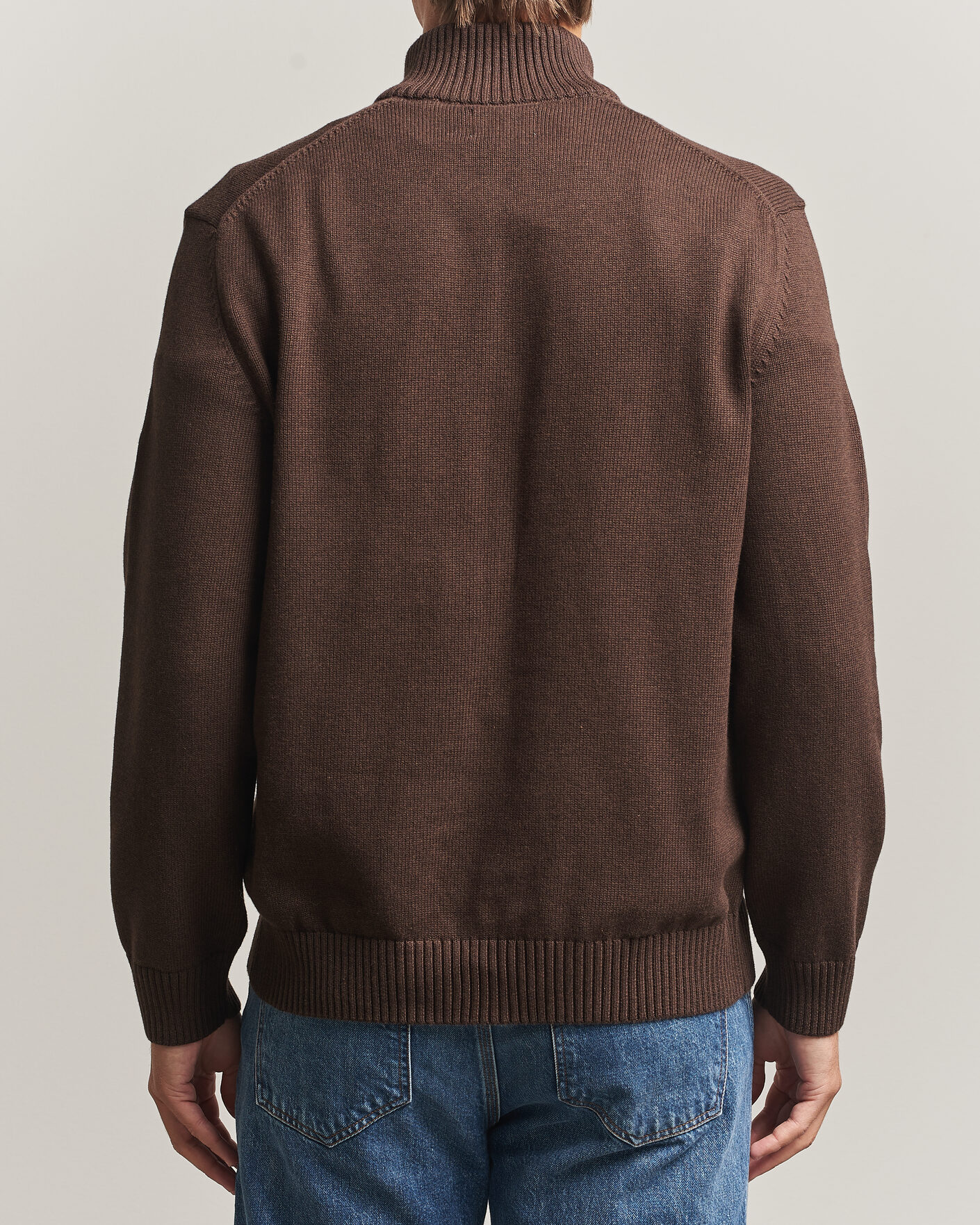 Heren | Truien | Gant | Casual Cotton Half Zip Black Brown Melange