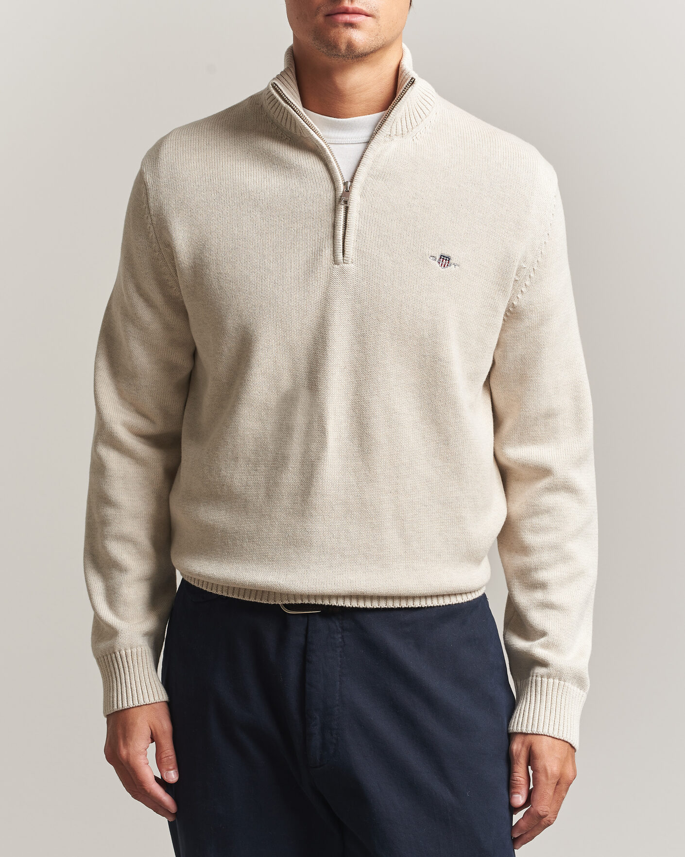 Heren | Truien | Gant | Casual Cotton Half Zip Seed Melange