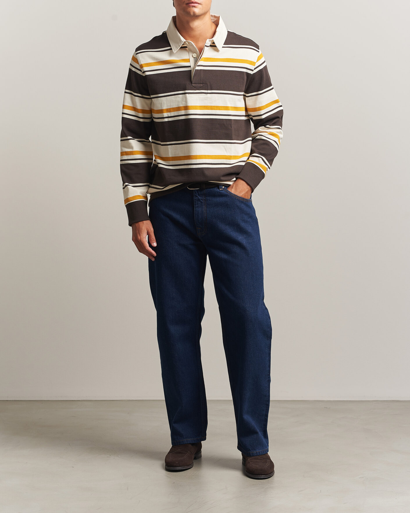 Heren | Truien | Gant | Striped Heavy Rugger Charred Wood Brown