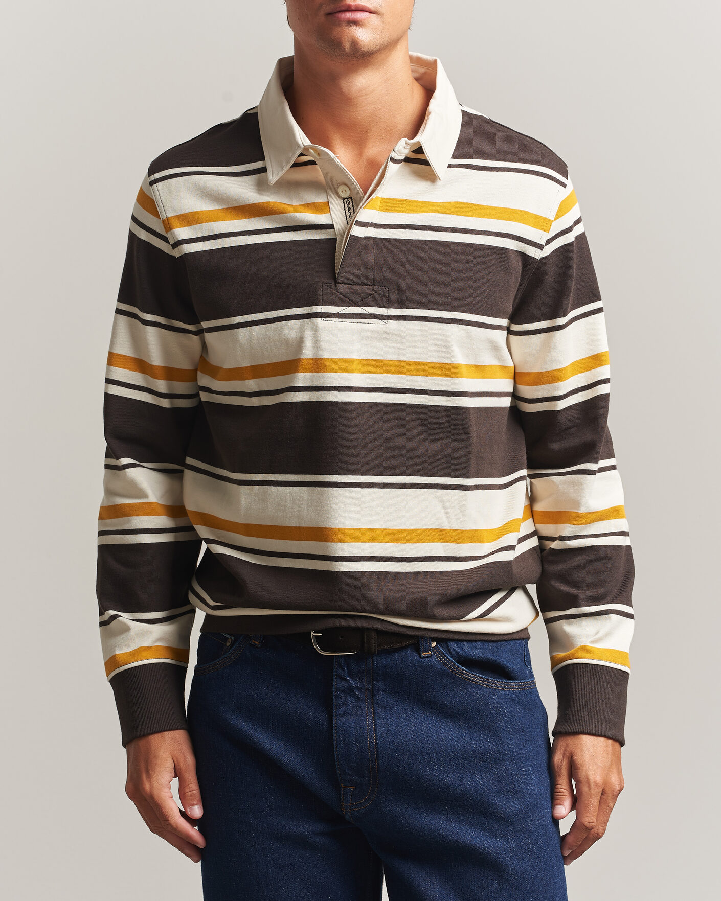 Heren | Truien | Gant | Striped Heavy Rugger Charred Wood Brown