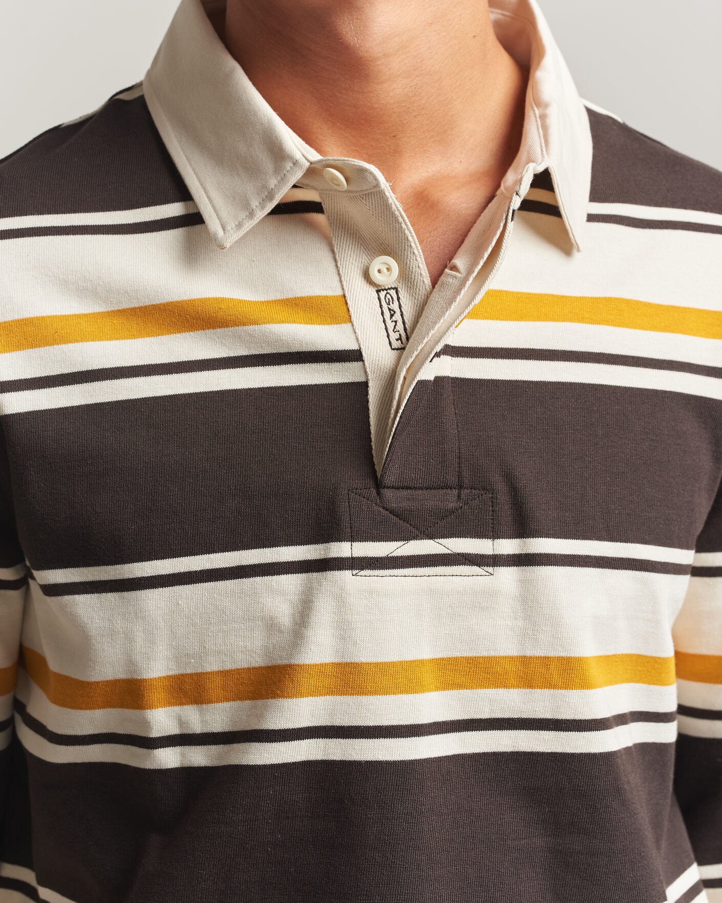 Heren | Truien | Gant | Striped Heavy Rugger Charred Wood Brown
