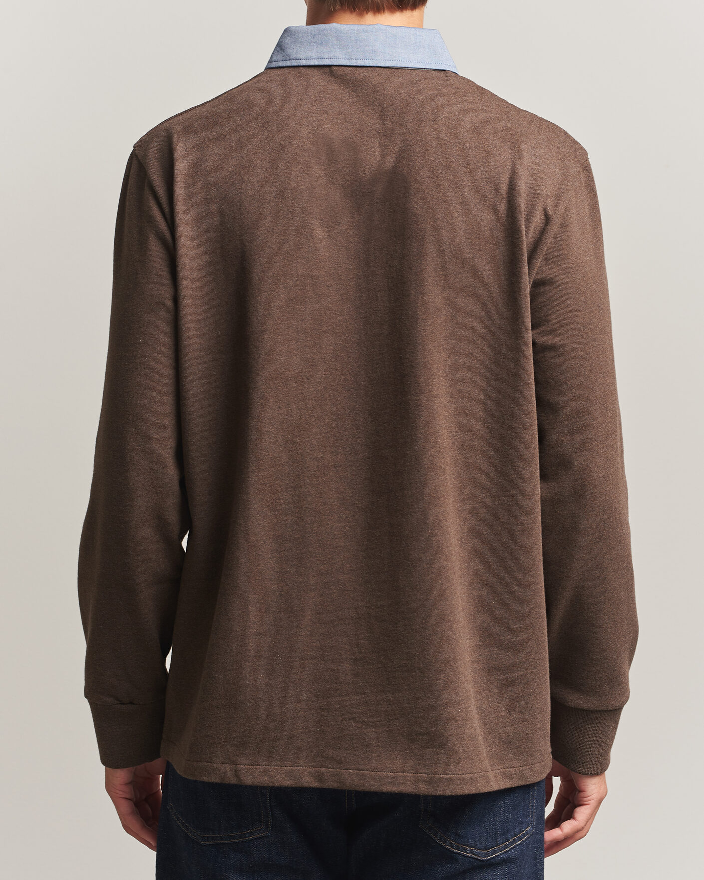 Heren | Truien | Gant | Chambray Solid Heavy Rugger Black Brown Melange
