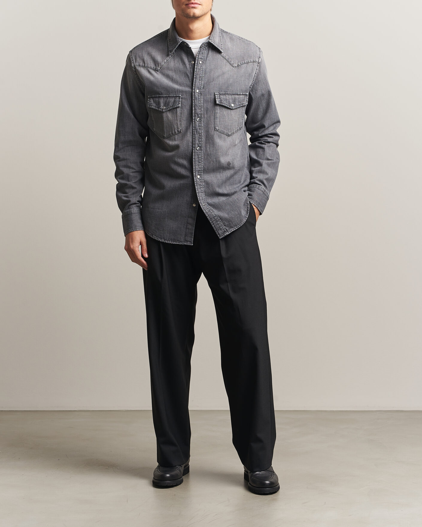 Heren | Overhemden | Jacob Cohën | Denim Western Pocket Overshirt Grey