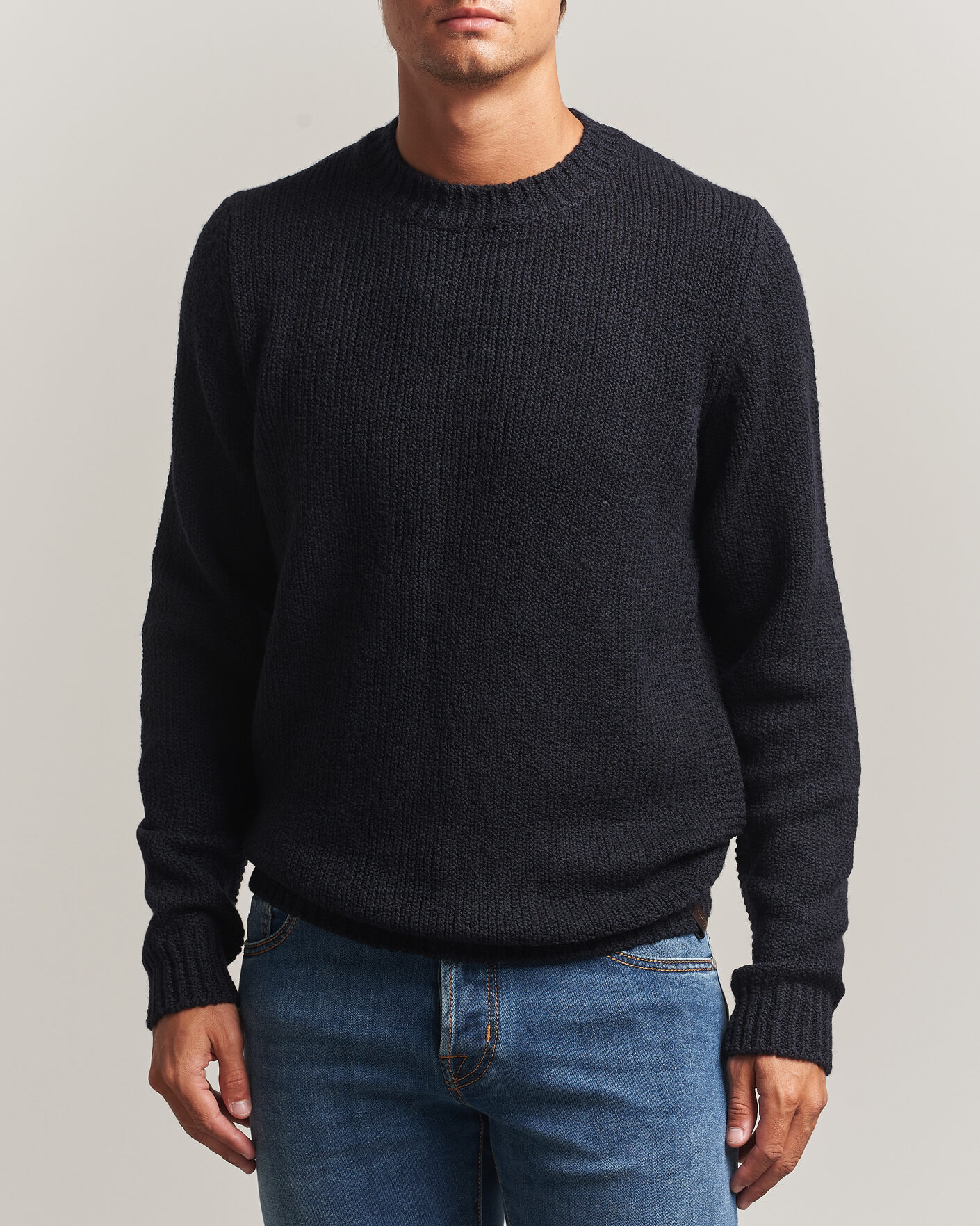 Heren | Truien | Jacob Cohën | Muffled Virgin Wool Link Stitch Sweater Navy