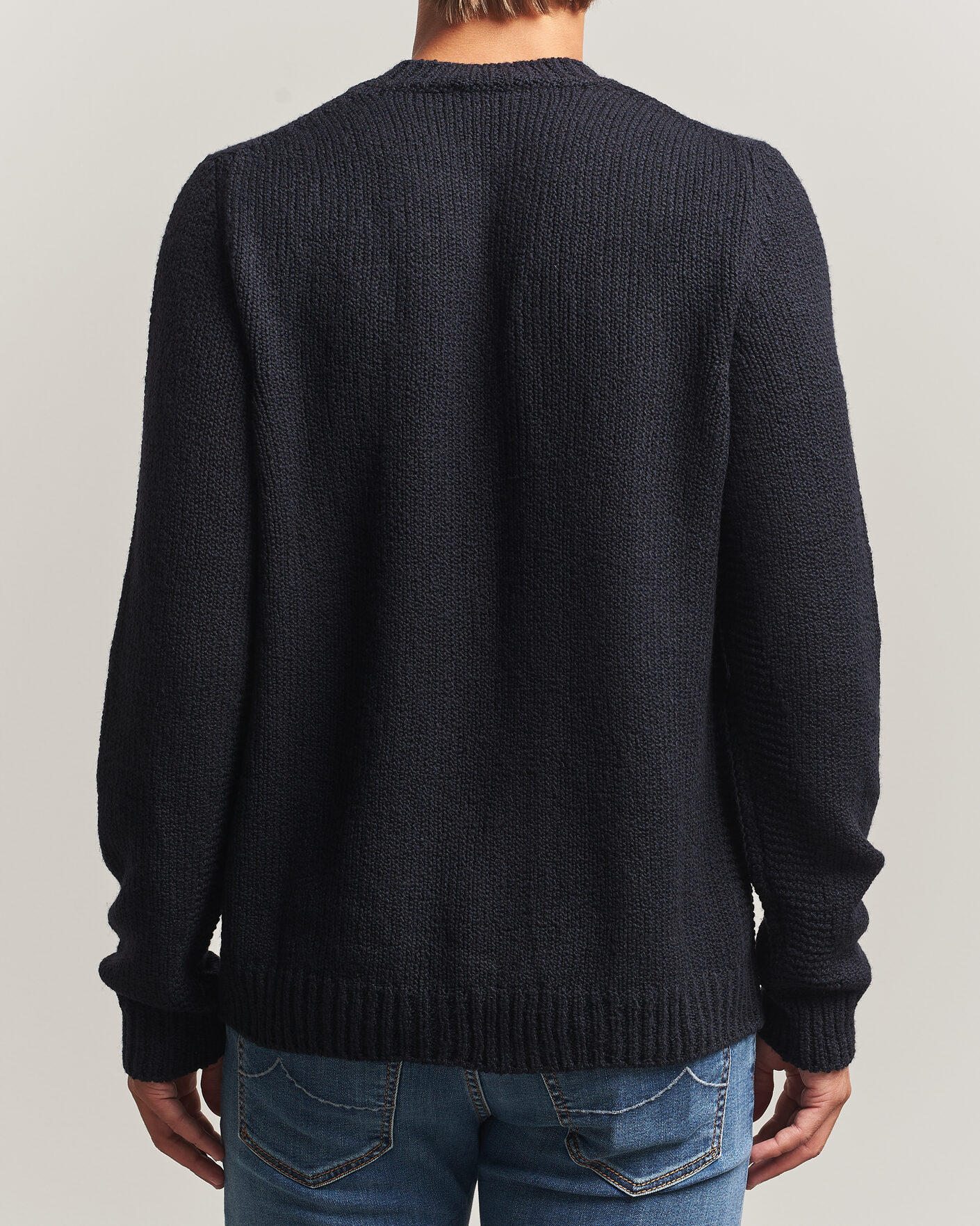 Heren | Truien | Jacob Cohën | Muffled Virgin Wool Link Stitch Sweater Navy