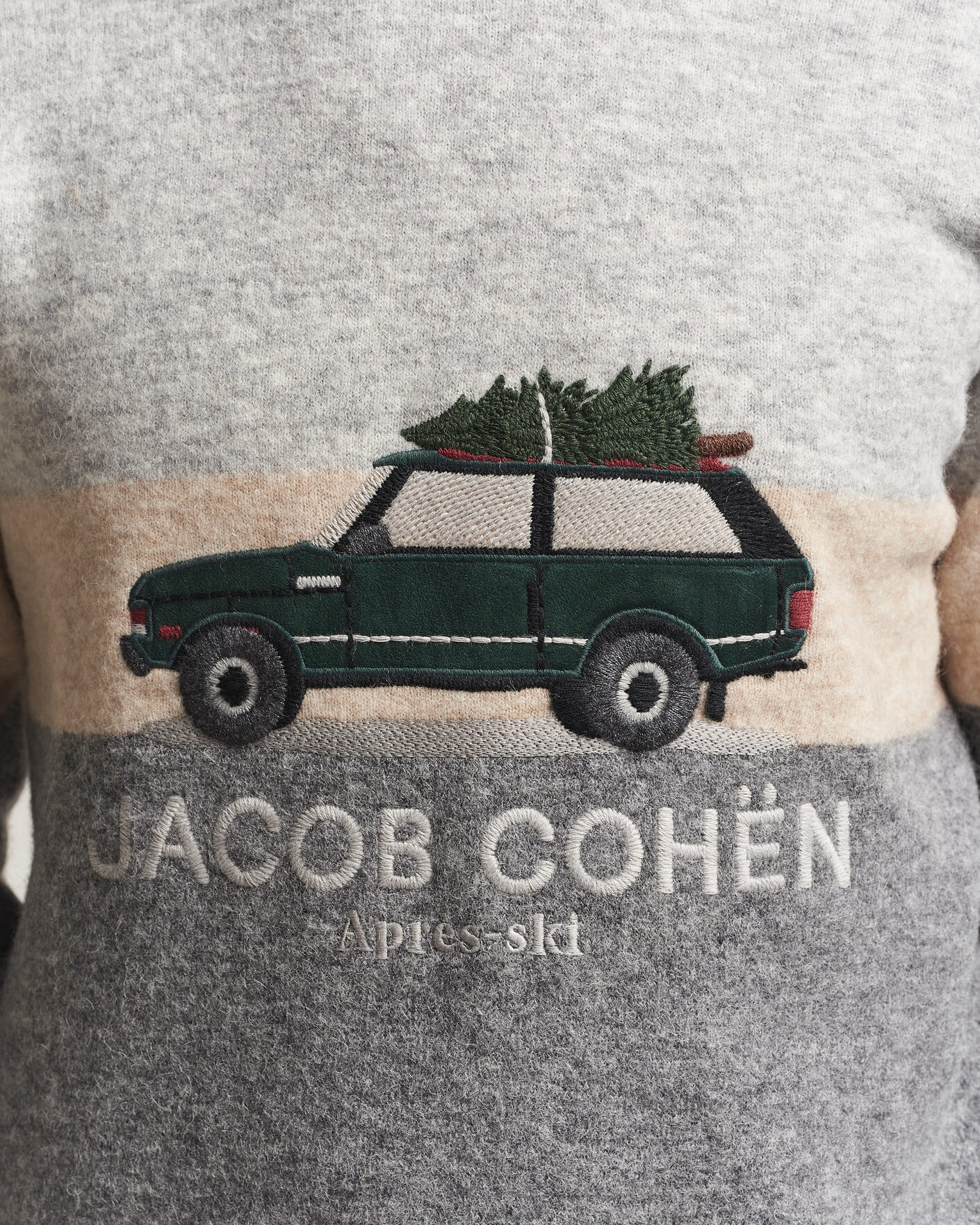 Heren | Truien | Jacob Cohën | Embroidery Knitted Apres-Ski Crew Neck Grey