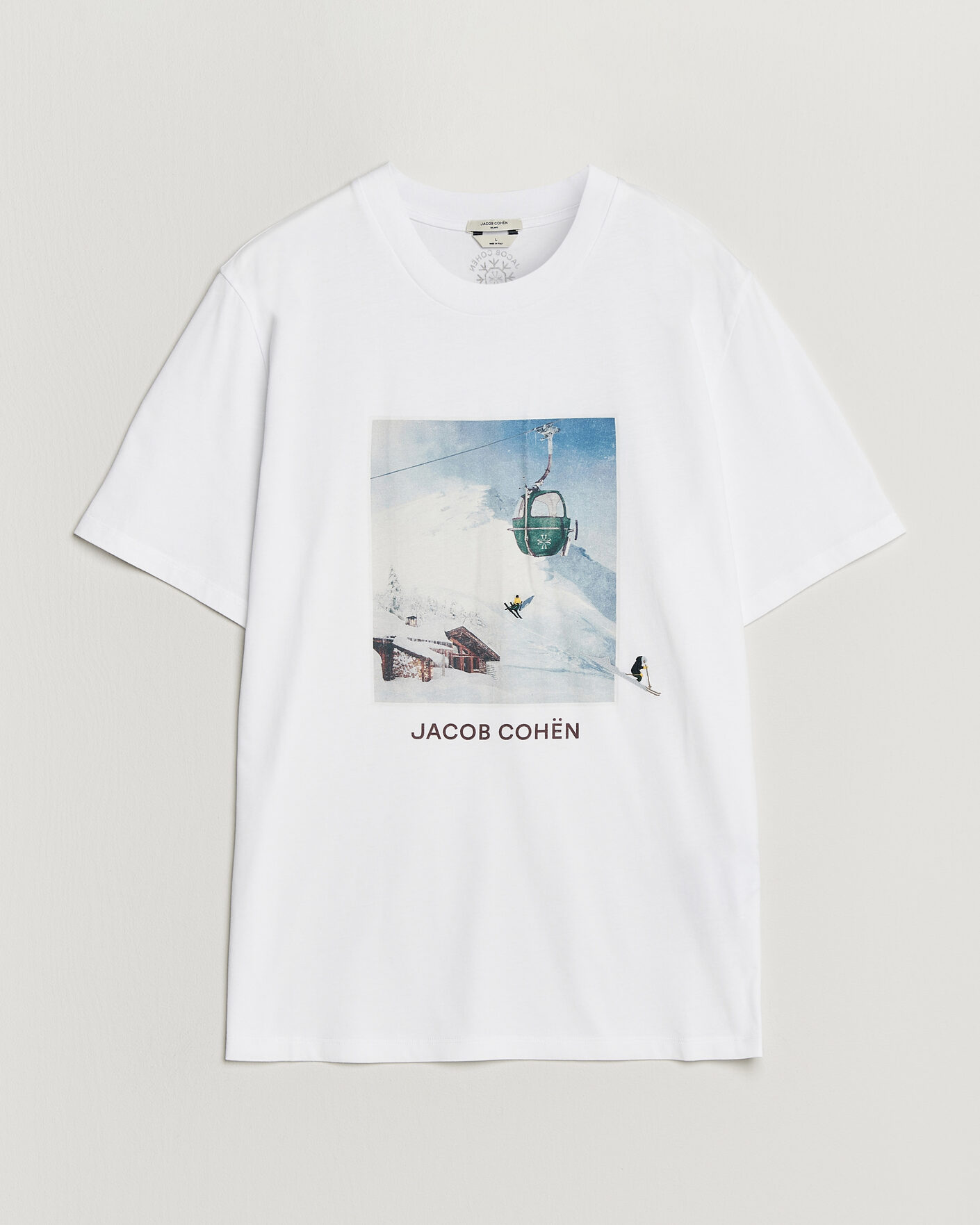 Heren | T-shirts | Jacob Cohën | Apres Ski Printed T-Shirt White