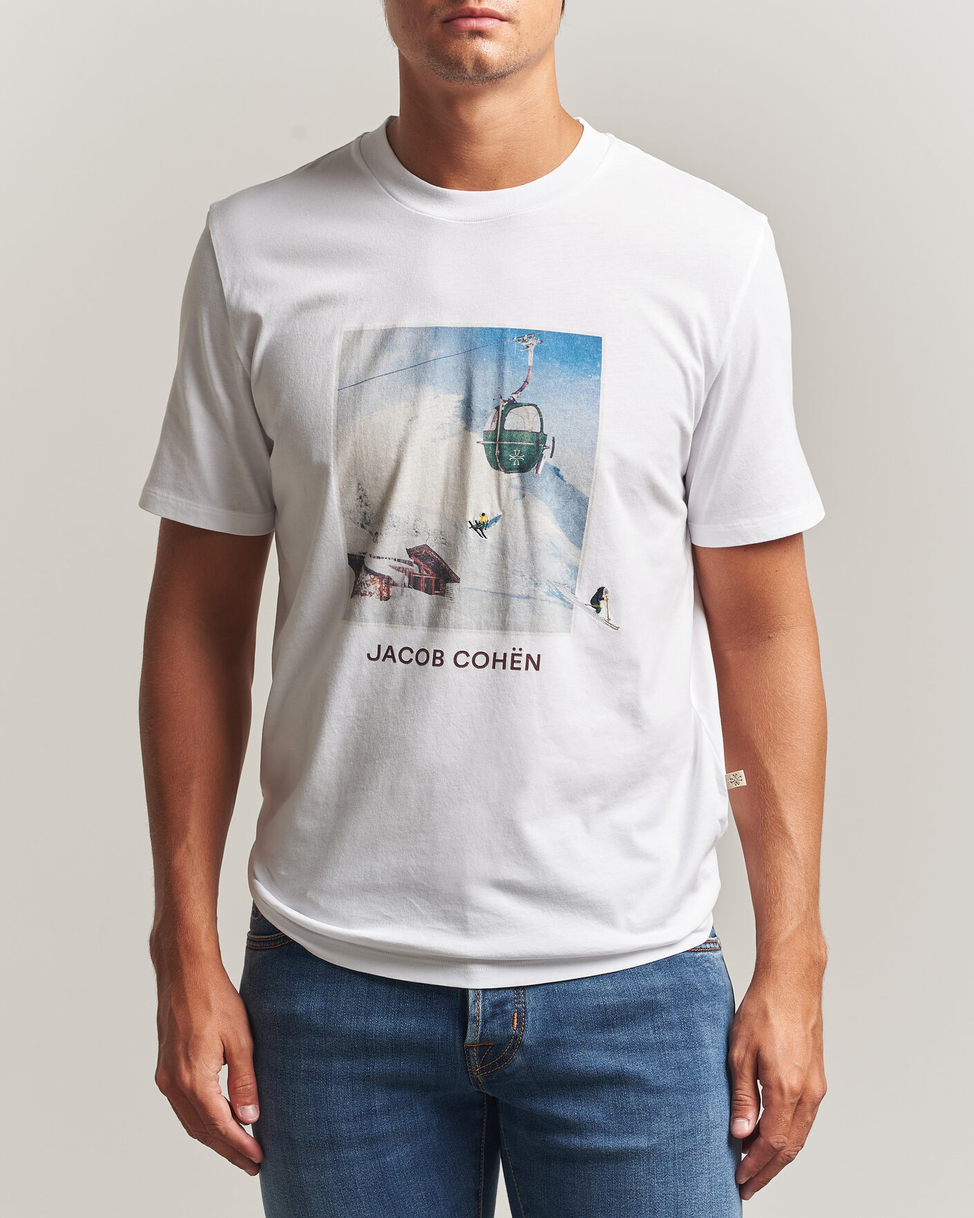 Heren | T-shirts | Jacob Cohën | Apres Ski Printed T-Shirt White