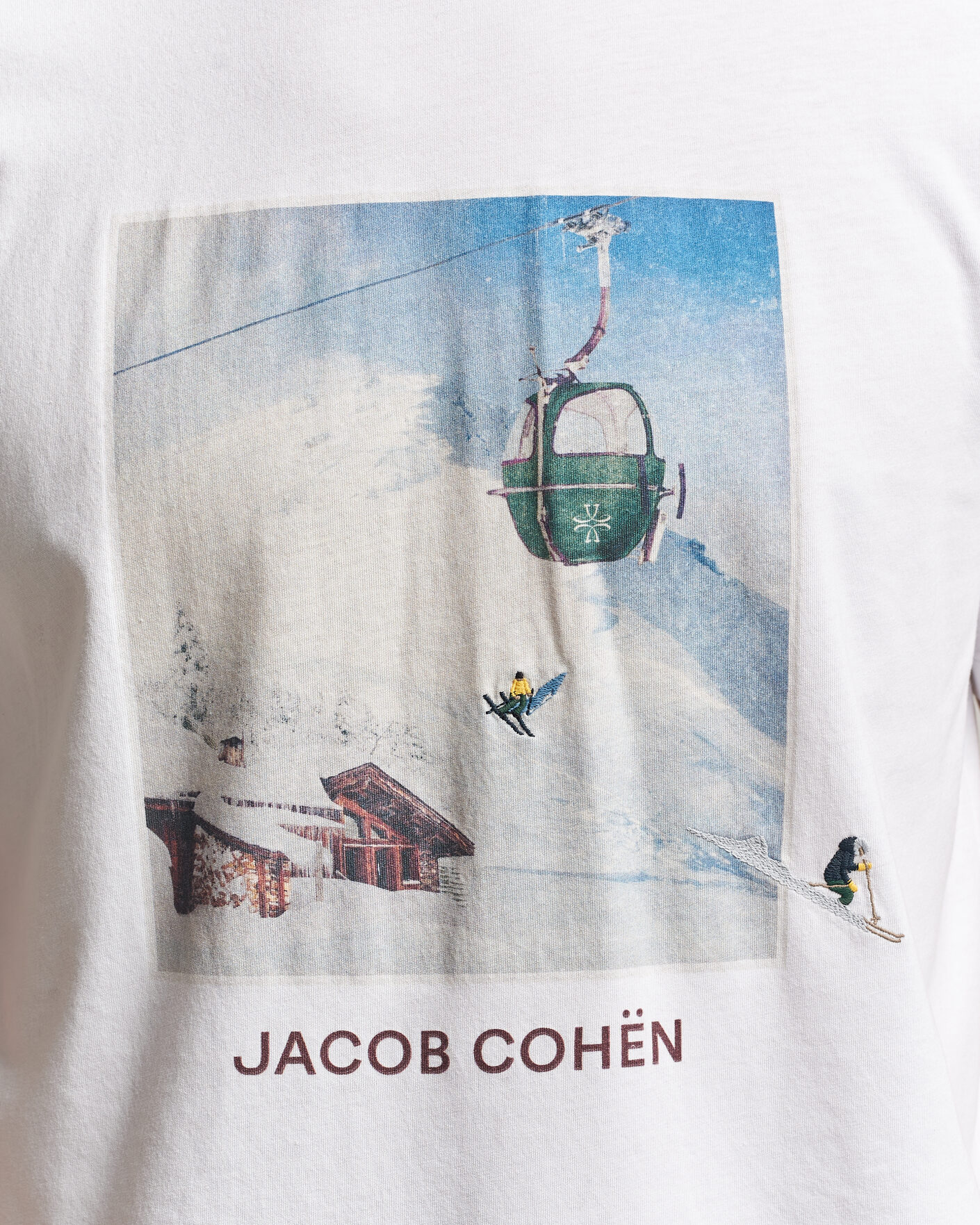 Heren | T-shirts | Jacob Cohën | Apres Ski Printed T-Shirt White