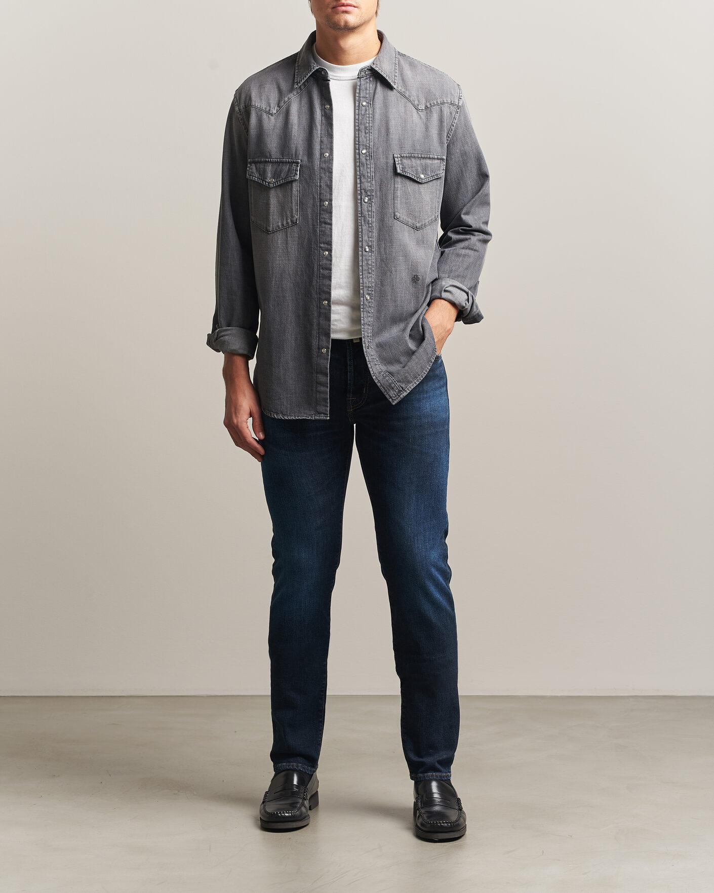 Heren | Jeans | Jacob Cohën | Bard Slim Fit Apres Ski Patch Stretch Jeans Blue