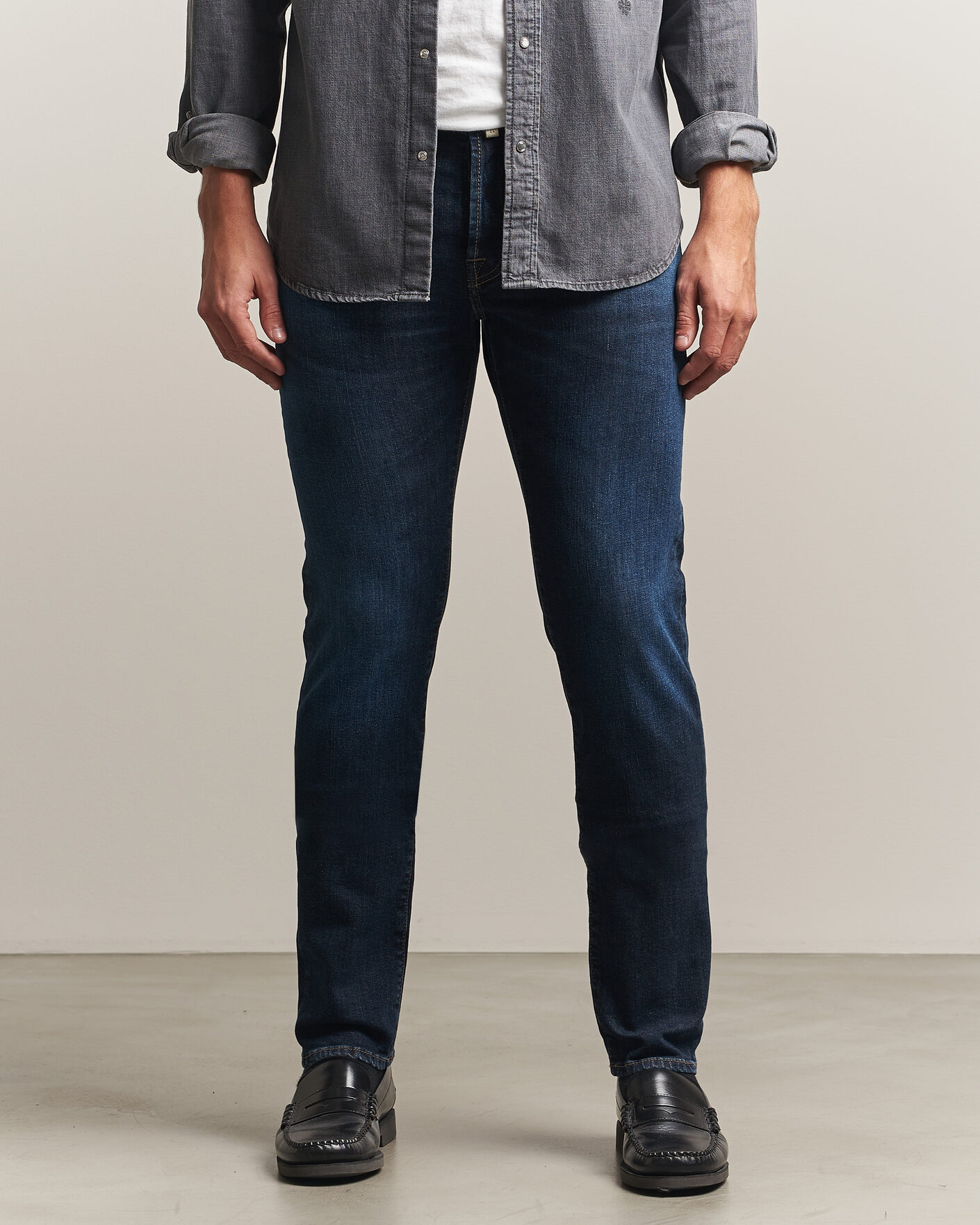 Heren | Jeans | Jacob Cohën | Bard Slim Fit Apres Ski Patch Stretch Jeans Blue