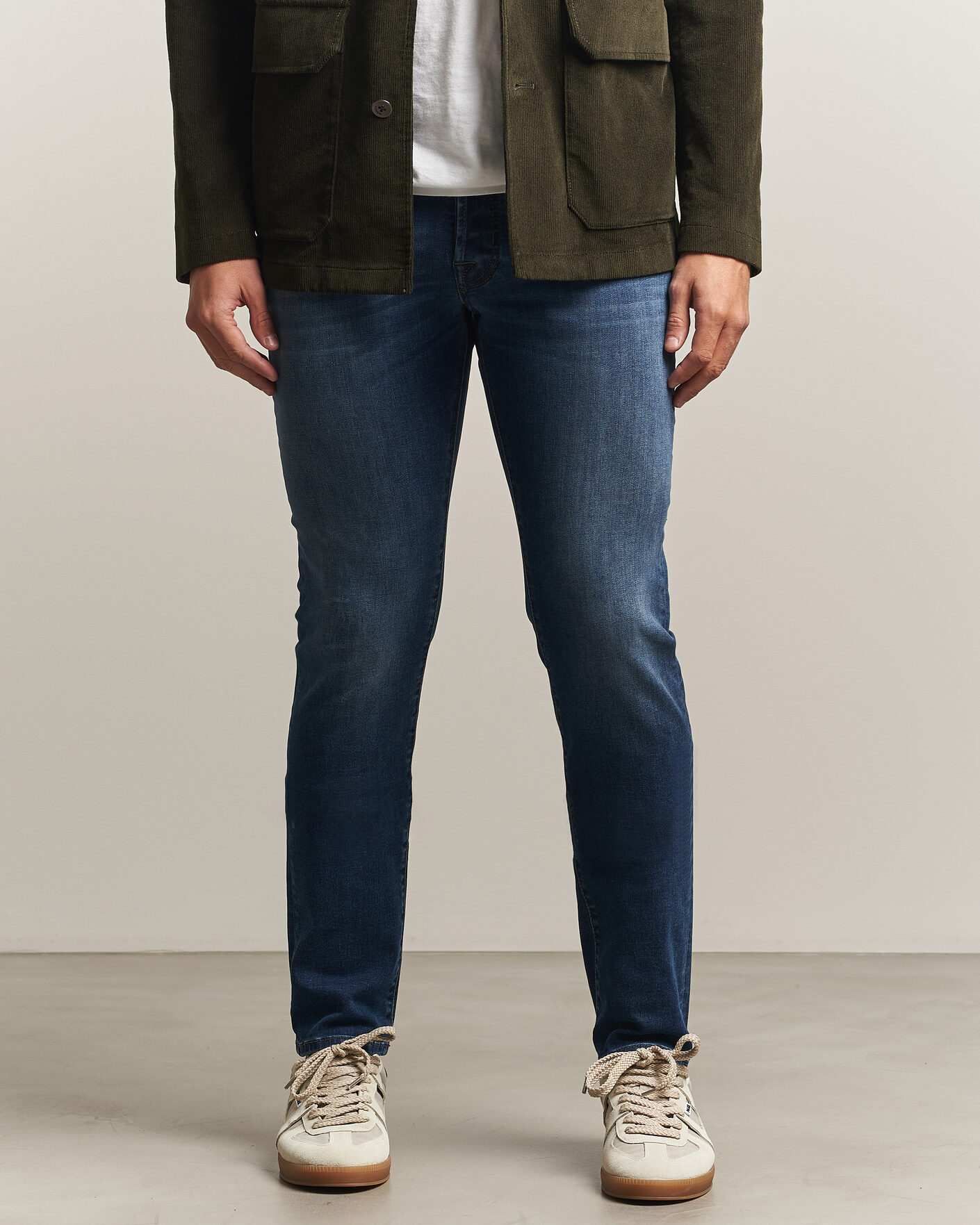 Heren | Jeans | Jacob Cohën | Bard Slim Fit Stretch Jeans Mid Blue