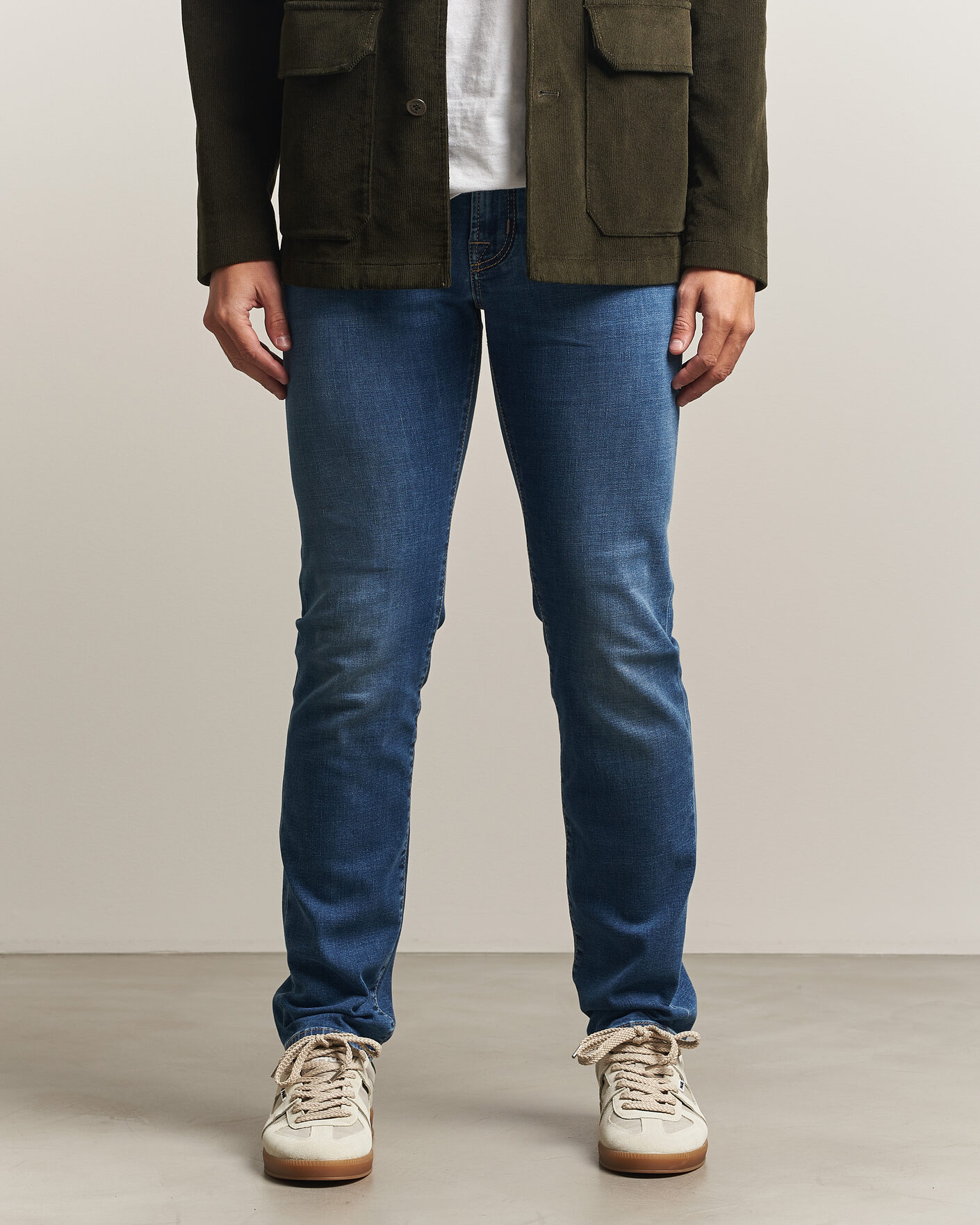 Heren | Jeans | Jacob Cohën | Bard Fast Slim Fit Stretch Jeans Mid Blue