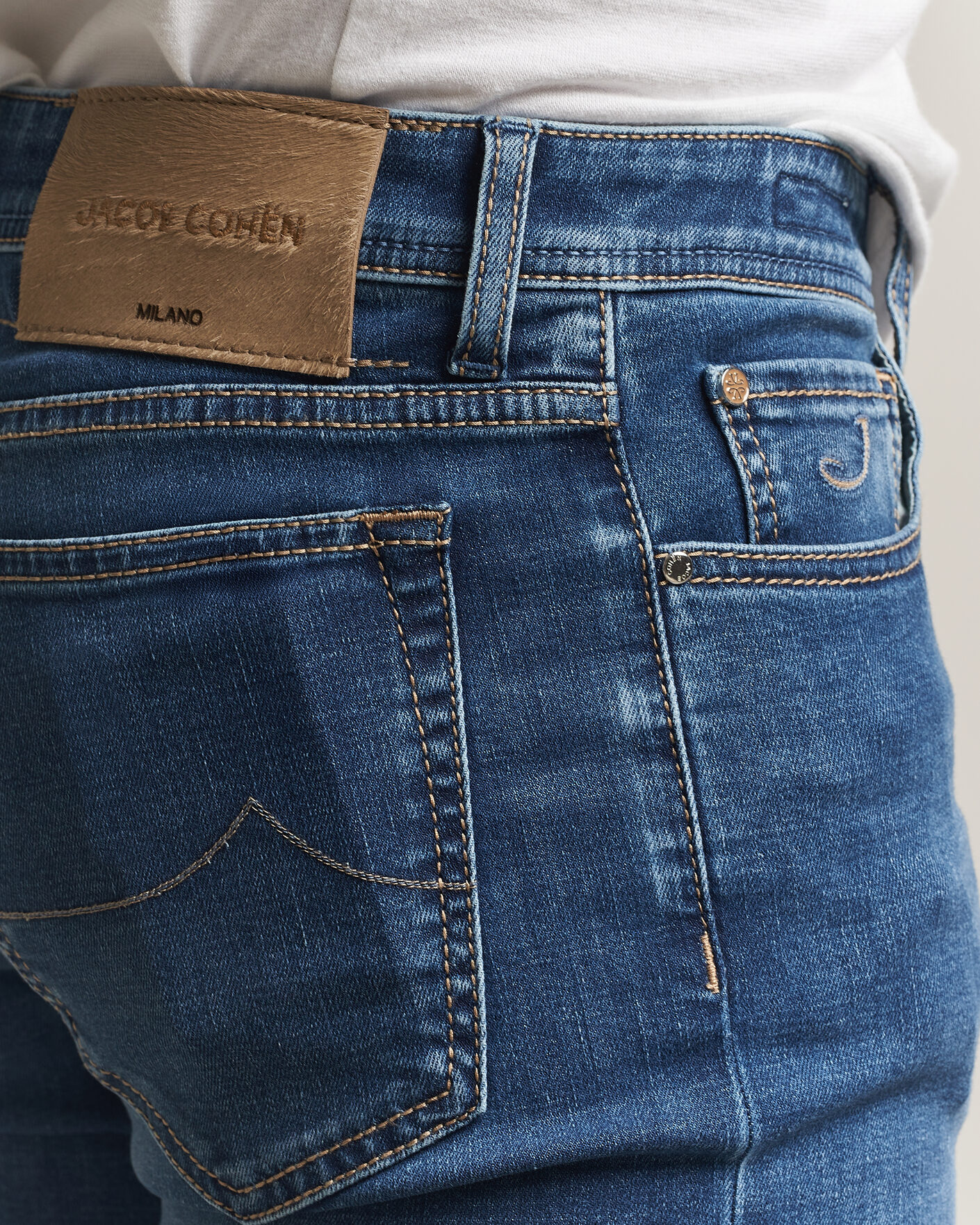 Heren | Jeans | Jacob Cohën | Bard Fast Slim Fit Stretch Jeans Mid Blue