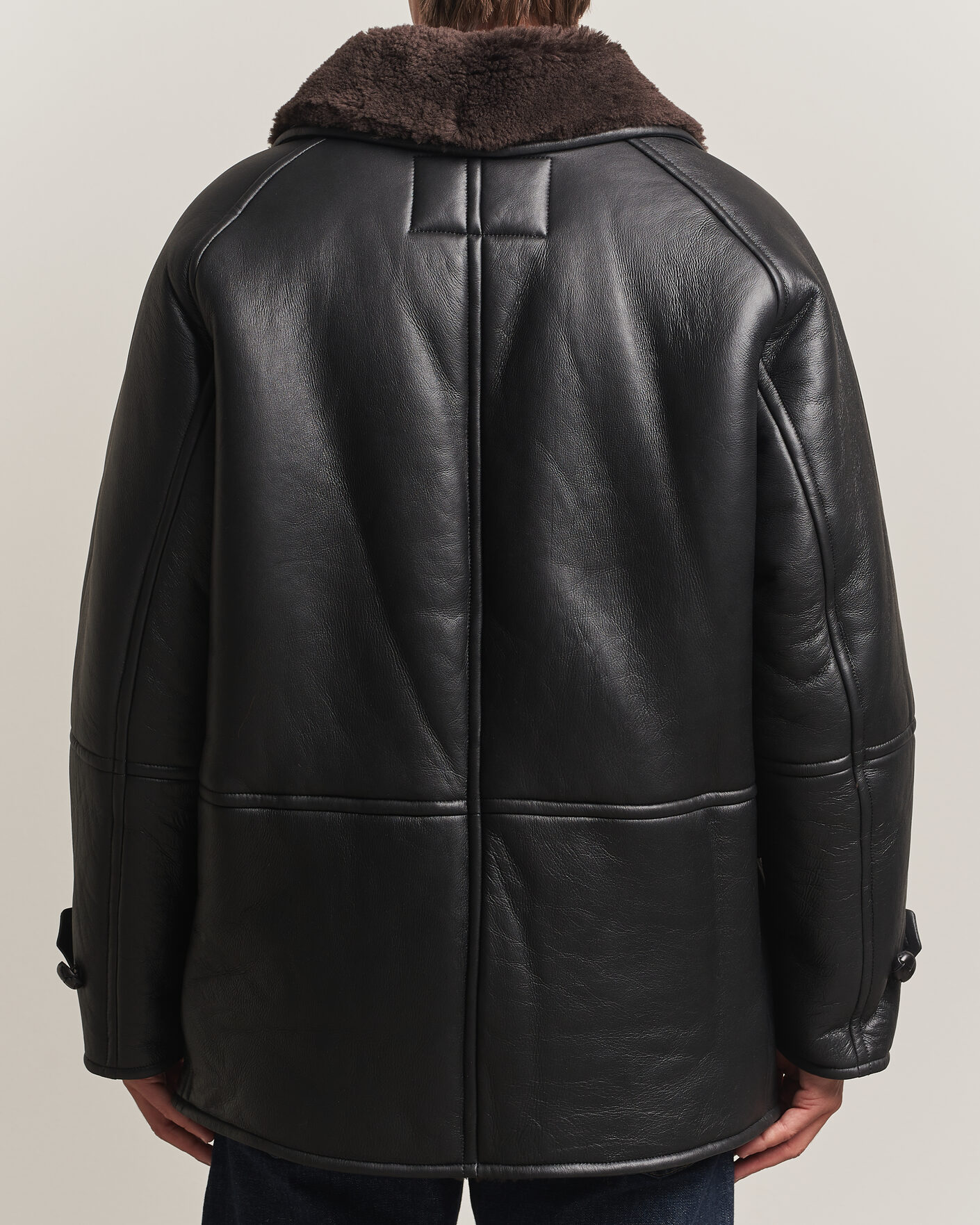 Heren | Jassen | Gant | Shearling Leather Peacoat Black