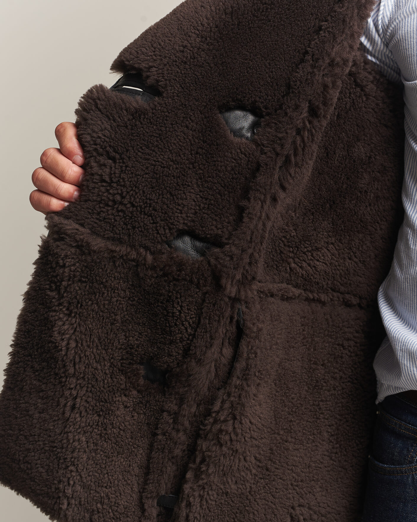 Heren | Jassen | Gant | Shearling Leather Peacoat Black