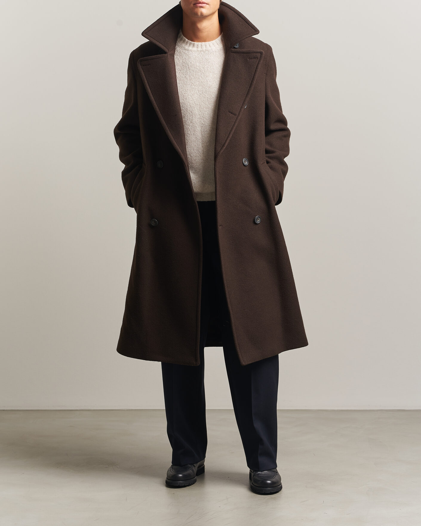 Heren | Jassen | Gant | Wool Double Breasted Belted Coat Black Brown