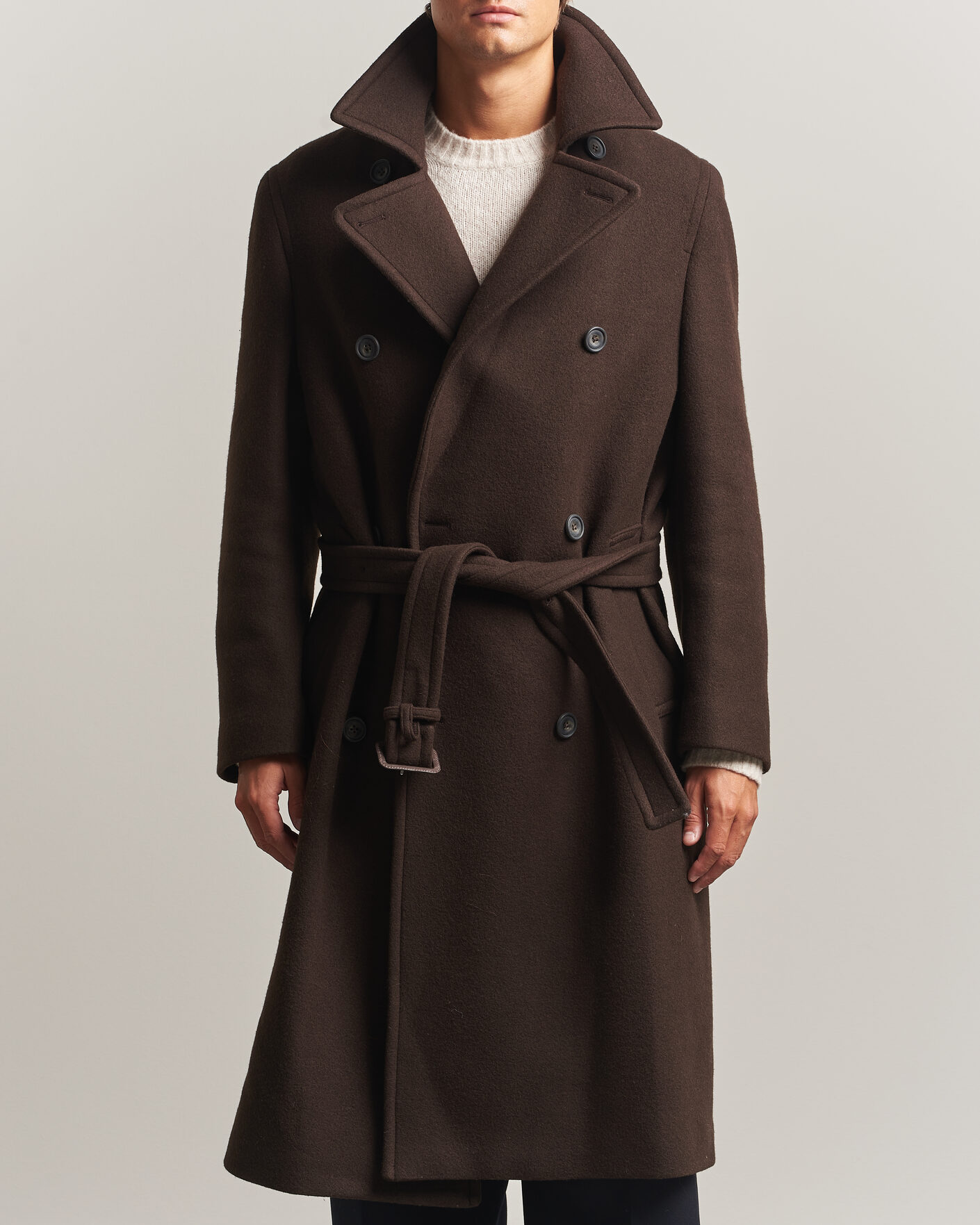 Heren | Jassen | Gant | Wool Double Breasted Belted Coat Black Brown