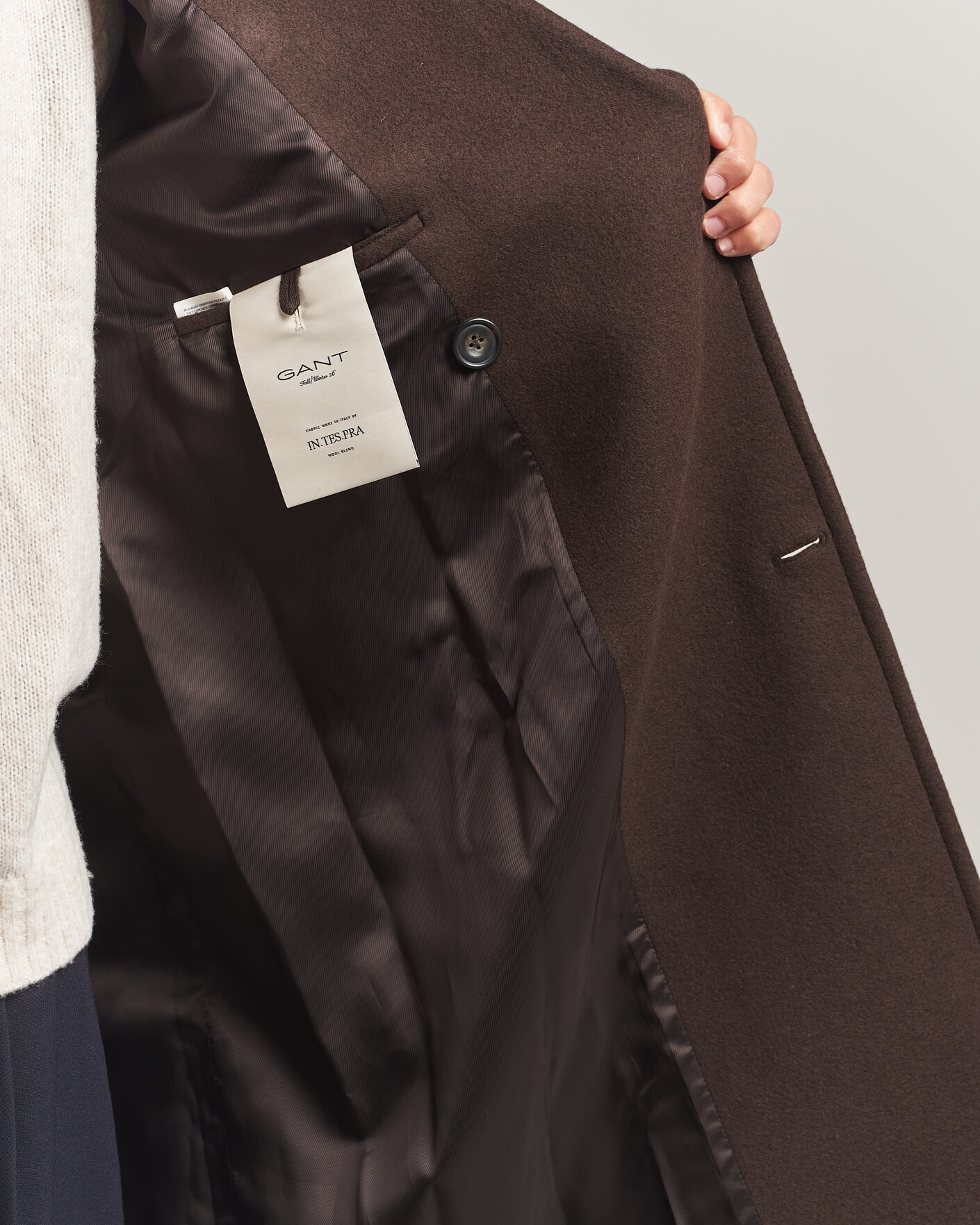 Heren | Jassen | Gant | Wool Double Breasted Belted Coat Black Brown